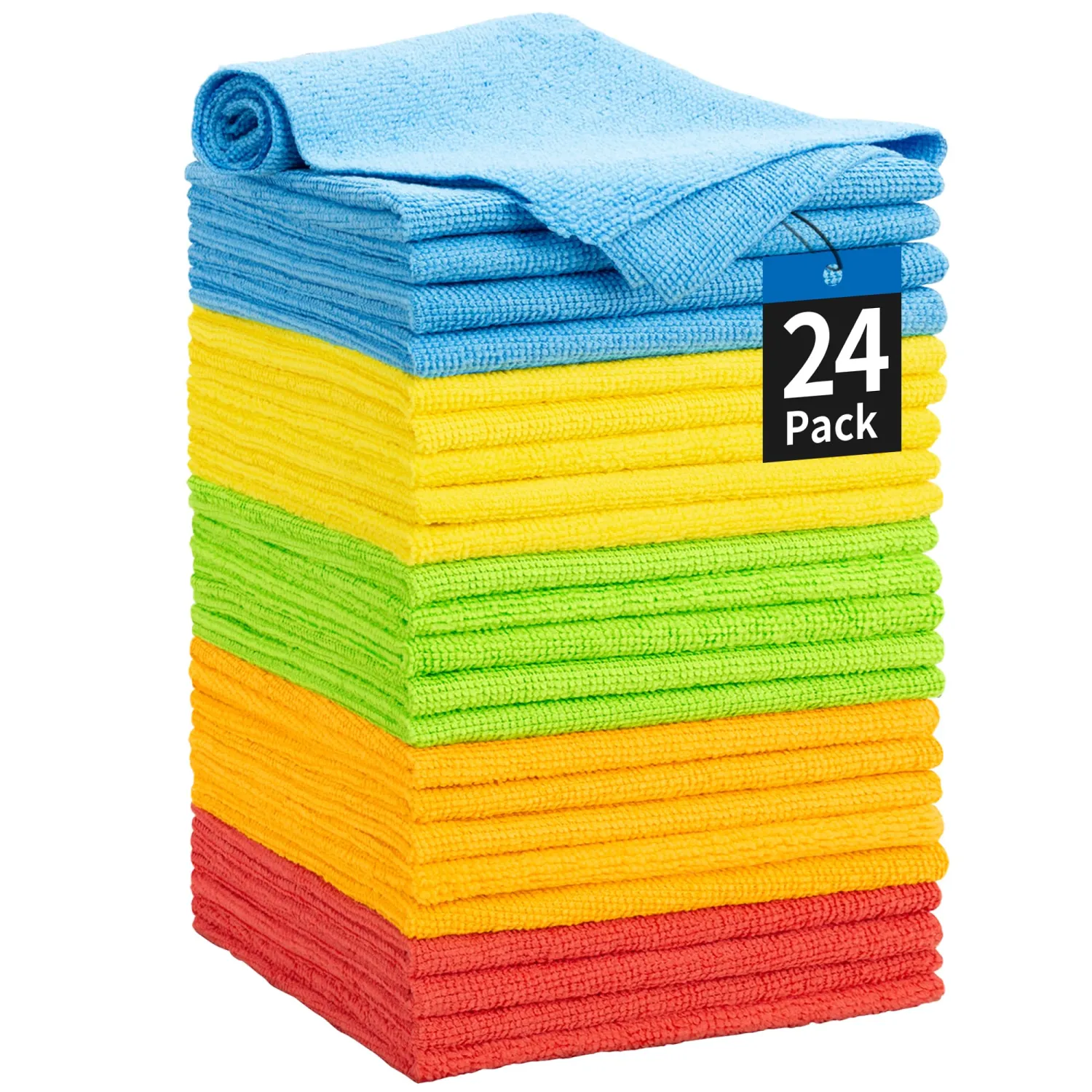HOMERHYME Microfiber Towels for Cars, 24 Pack Microfiber Cleaning Cloths, 11.5"*11.5" Cleaning Rags Towels Bulk Absorbent Lint-Free, All-Purpose for Detailing, Office, Household Cleaning