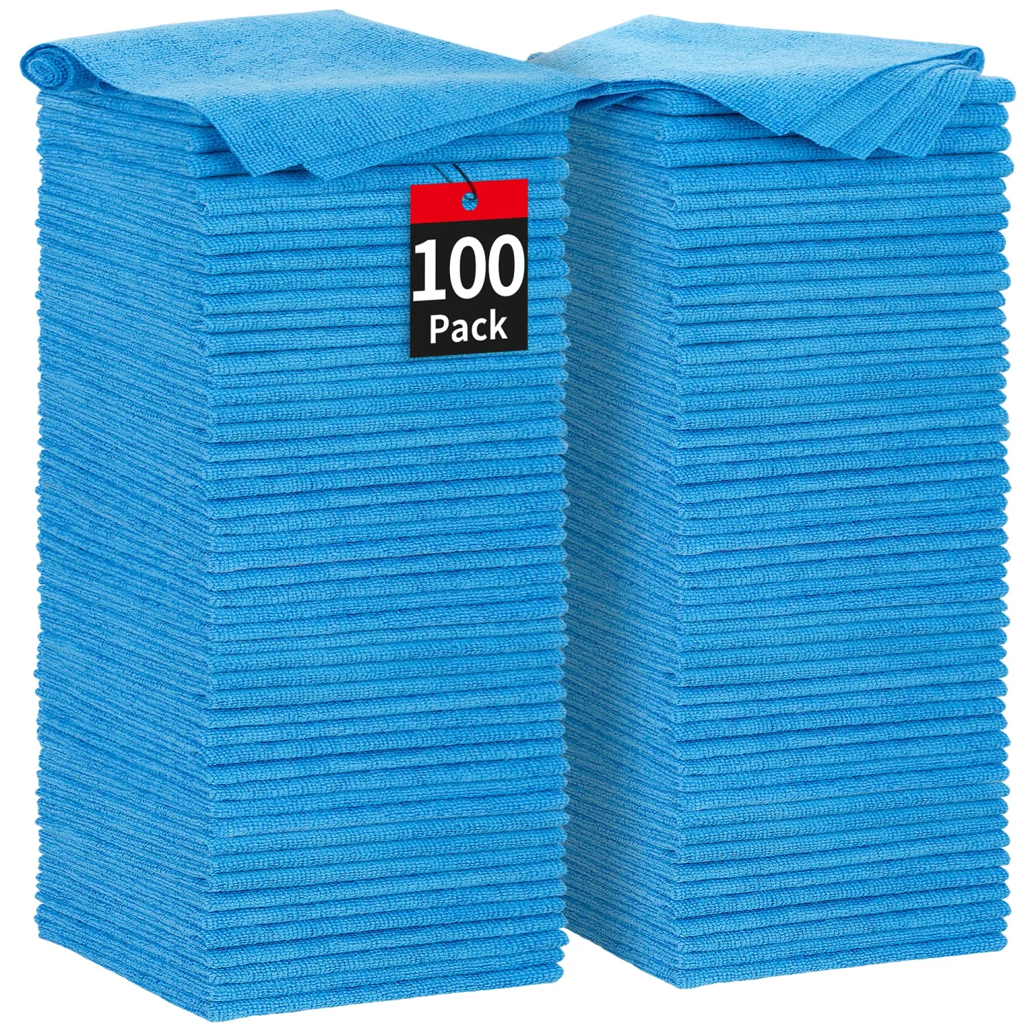 HOMERHYME Shop Towels, 100 Pack Microfiber Towels for Cars, Microfiber Cleaning Cloths, Bulk Multipurpose Lint-Free Cleaning Rag for Mechanic Automotive Garage Office, 11.5"*11.5" Blue