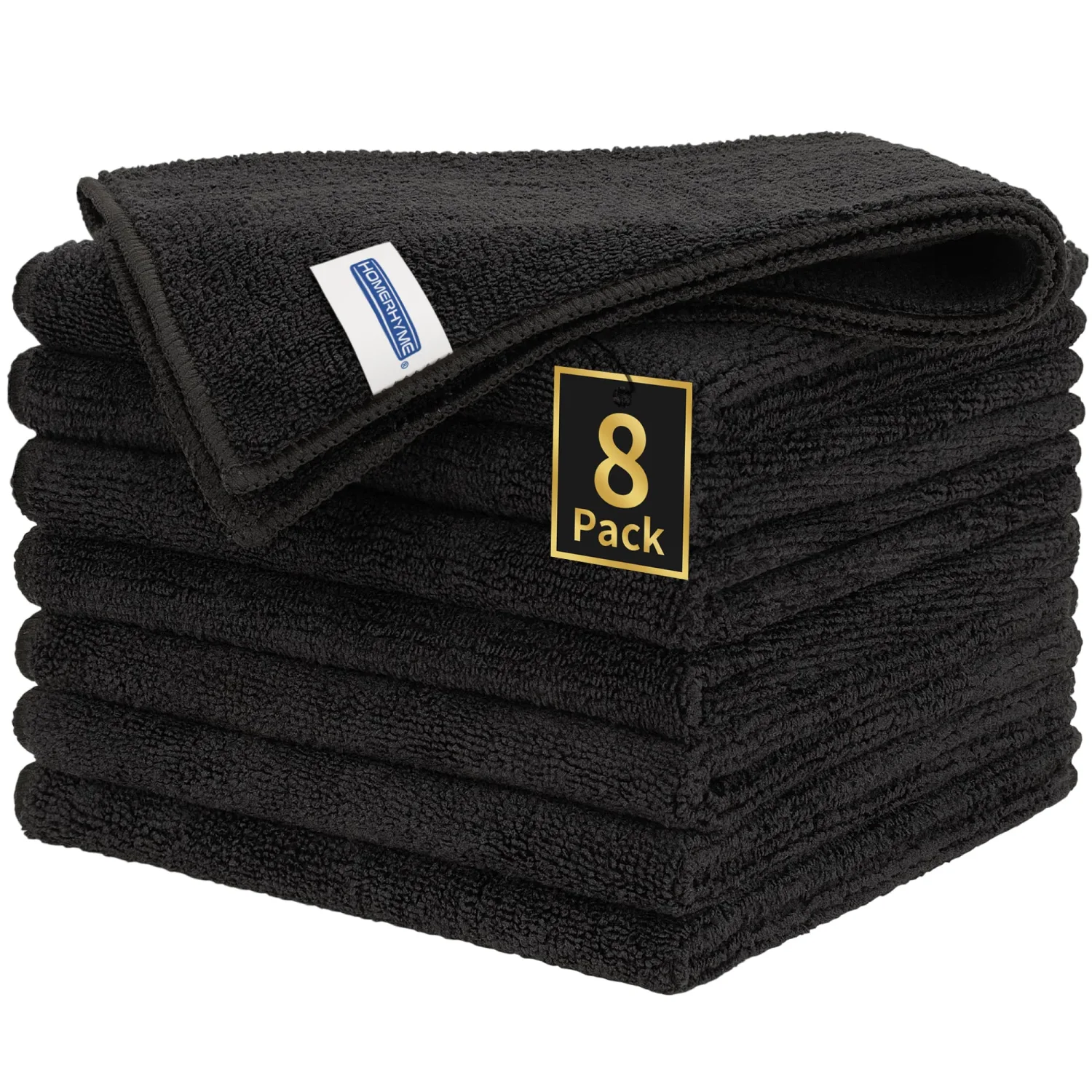 HOMERHYME Premium Microfiber Cleaning Cloth, 8 Pack, 12.6" x 12.6" Cleaning Towels, Lint-Free & Streak-Free, Ultra Absorbent, 300GSM, Reusable Microfiber Towel for Cars Kitchen Garage House Office