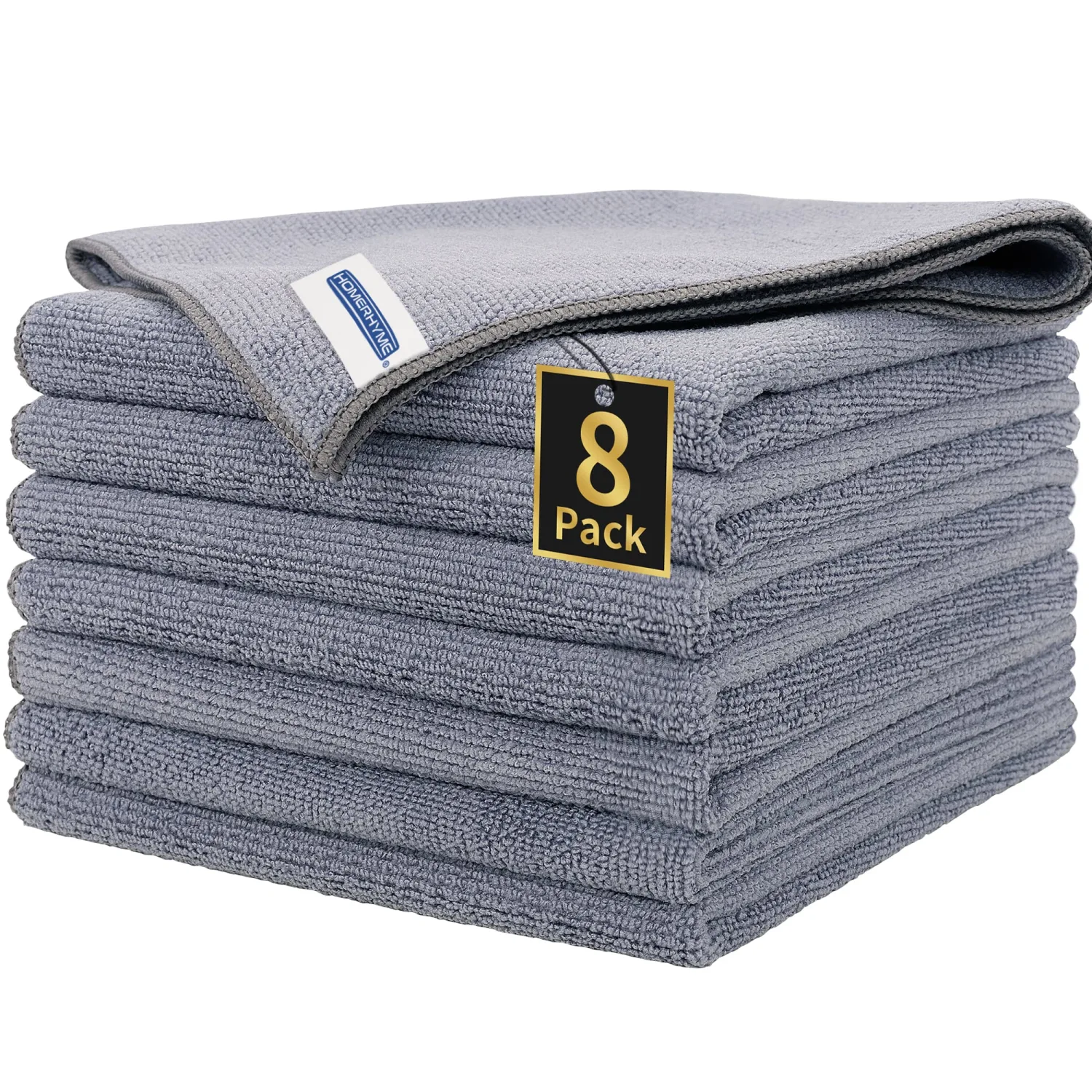 HOMERHYME Microfiber Cleaning Cloths, 8 Pack Cleaning Rags, Lint-Free 300GSM Microfiber Towels Bulk Absorbent Washcloths, All-Purpose Cleaning Towels for Household Kitchen Shop Garage 12.6" x 12.6"