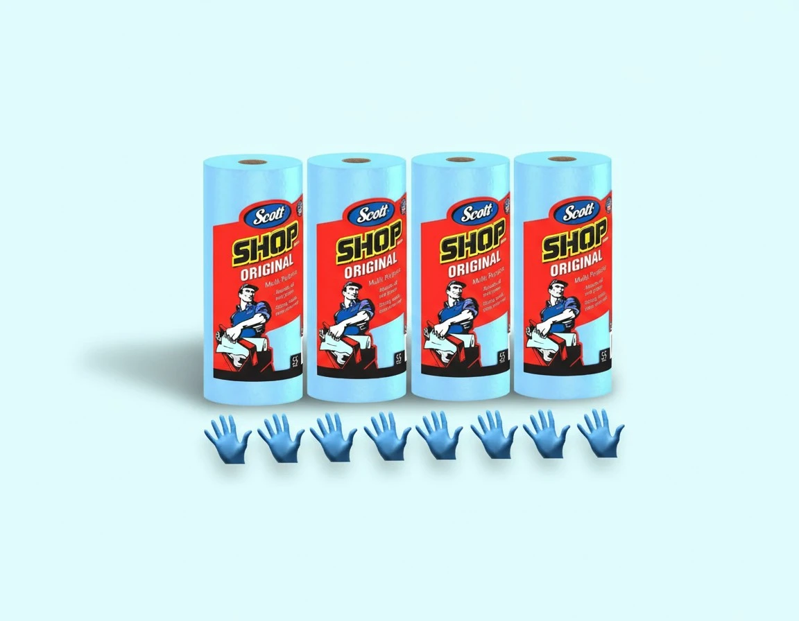 Scott Shop Towels, Strong and Absorbent Multi-Purpose Blue Disposable Towels, 55 Sheets per Roll, 4 Rolls (220 Sheets)