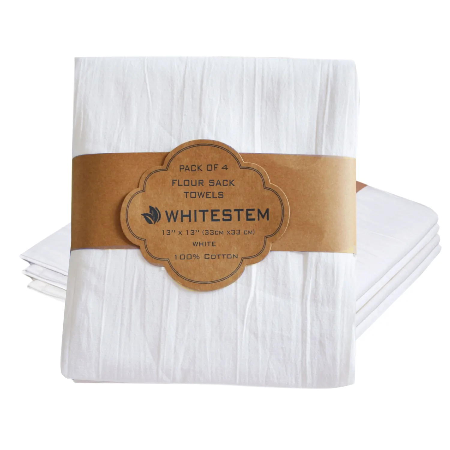 Dish Cloths Cotton| Kitchen Wash Cloth | Shop Towels Absorbent and Lint Free Flour Sack| Dishcloths for Kitchen Washing Dishes| Thick Absorbent Quick Dry Dish Rags | 4 Pack 13"x13" White