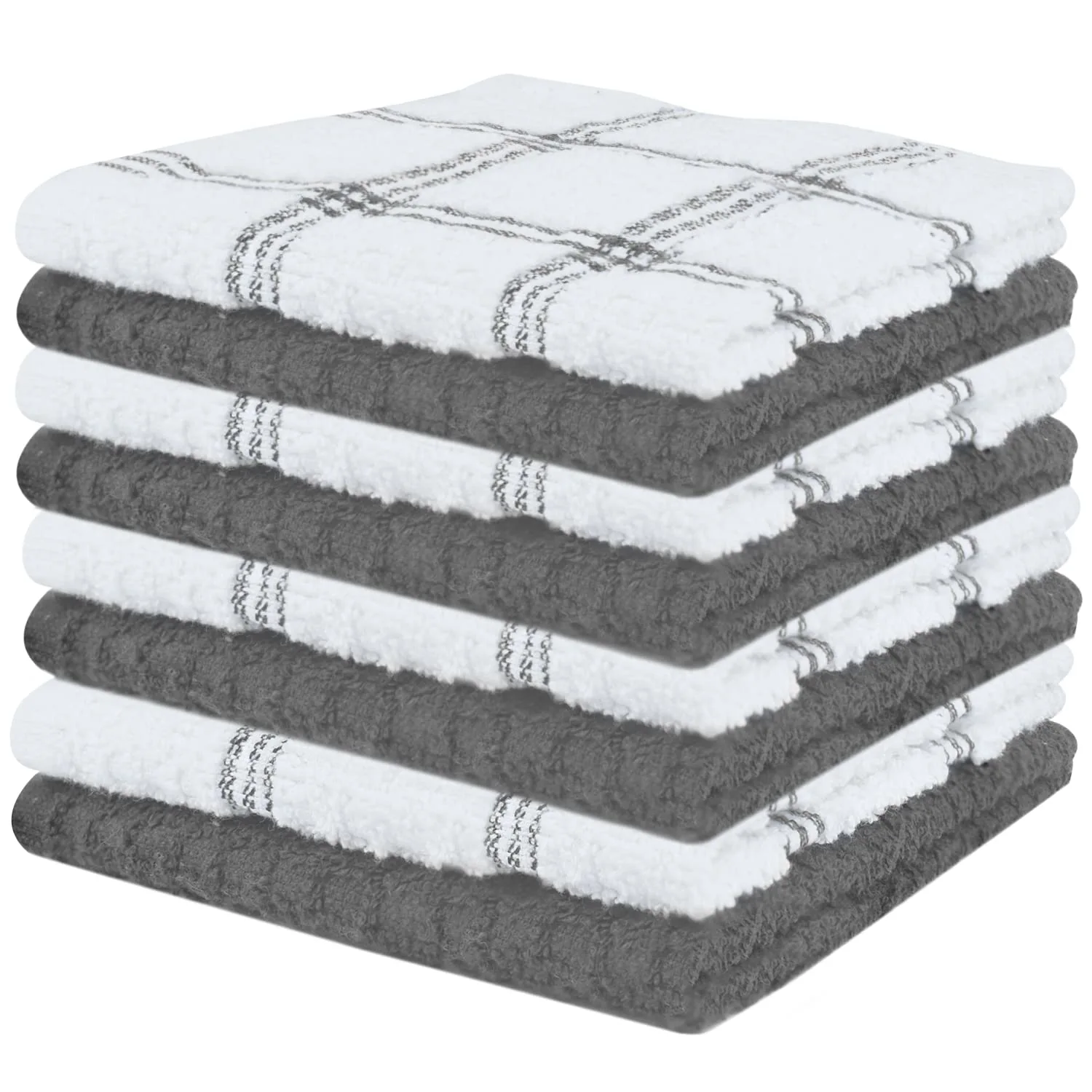 DAN RIVER Kitchen Wash Cloths for Dishes - Pack of 8, 12x12 Inches - Super Soft, Highly Absorbent, Quick Dry, Smell Free Rags- Kitchen Towels and Dishcloths Sets for Cleaning - Grey
