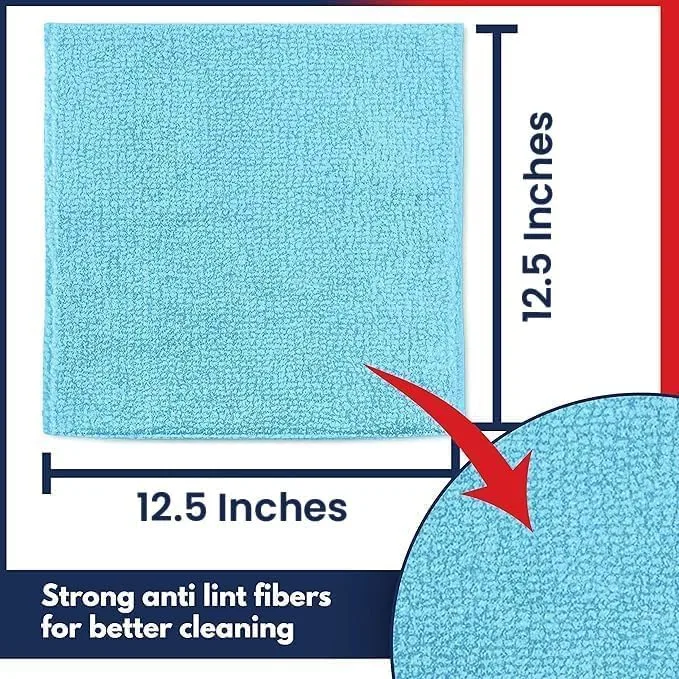 USANOOKS Microfiber Cleaning Cloth - Turq - 8Pcs (12.5x12.5 inch) High Performance - 1200 Washes, Ultra Absorbent Car Towel Traps Grime & Liquid for Streak-Free Mirror Shine - car Washing Cloth