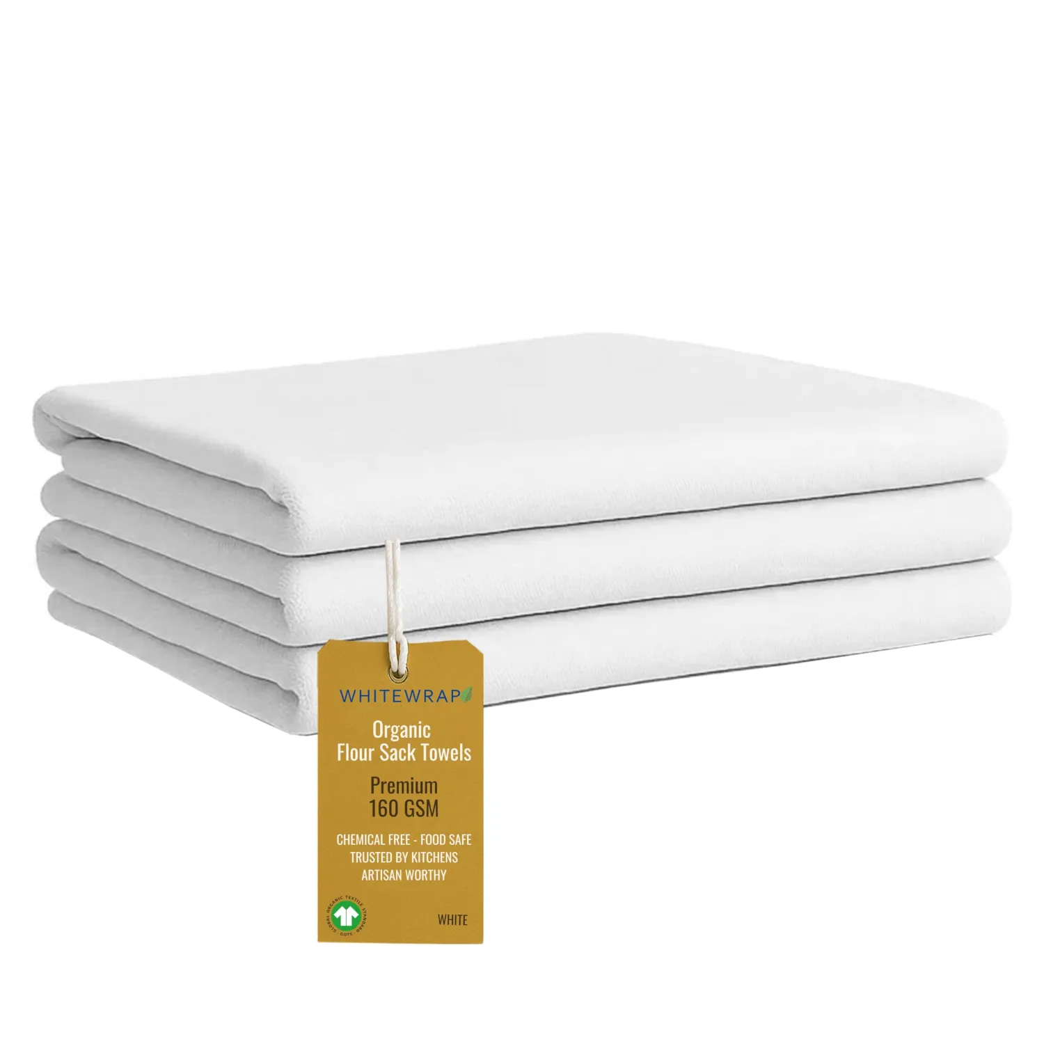 Flour Sack Towels| Tea Towel for Crafts| Kitchen Dish Cotton Blank Towel for Embroidery|Baking Bread Proofing Linen Cover| Thick Absorbent Quick Dry| 3 Pack 18"x28" White
