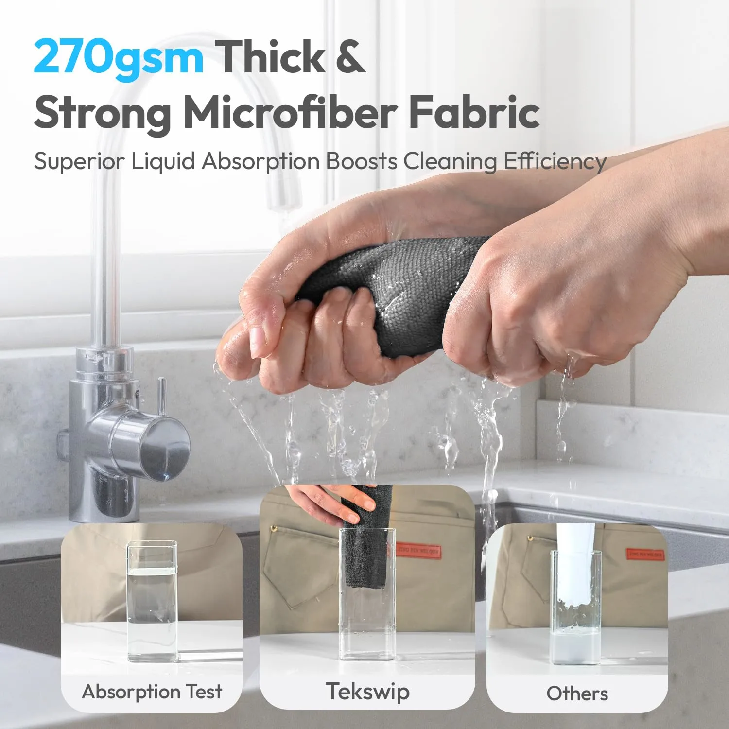 Microfiber Cleaning Cloths 12”x12”, 12Pack - Extra Thick Kitchen Towels - Streak-Free, Lint-Free, Fast Absorbent - Reusable Multi-Purpose Housekeeping Rags for Cars, Dishes, Floors, Tiles - Grey