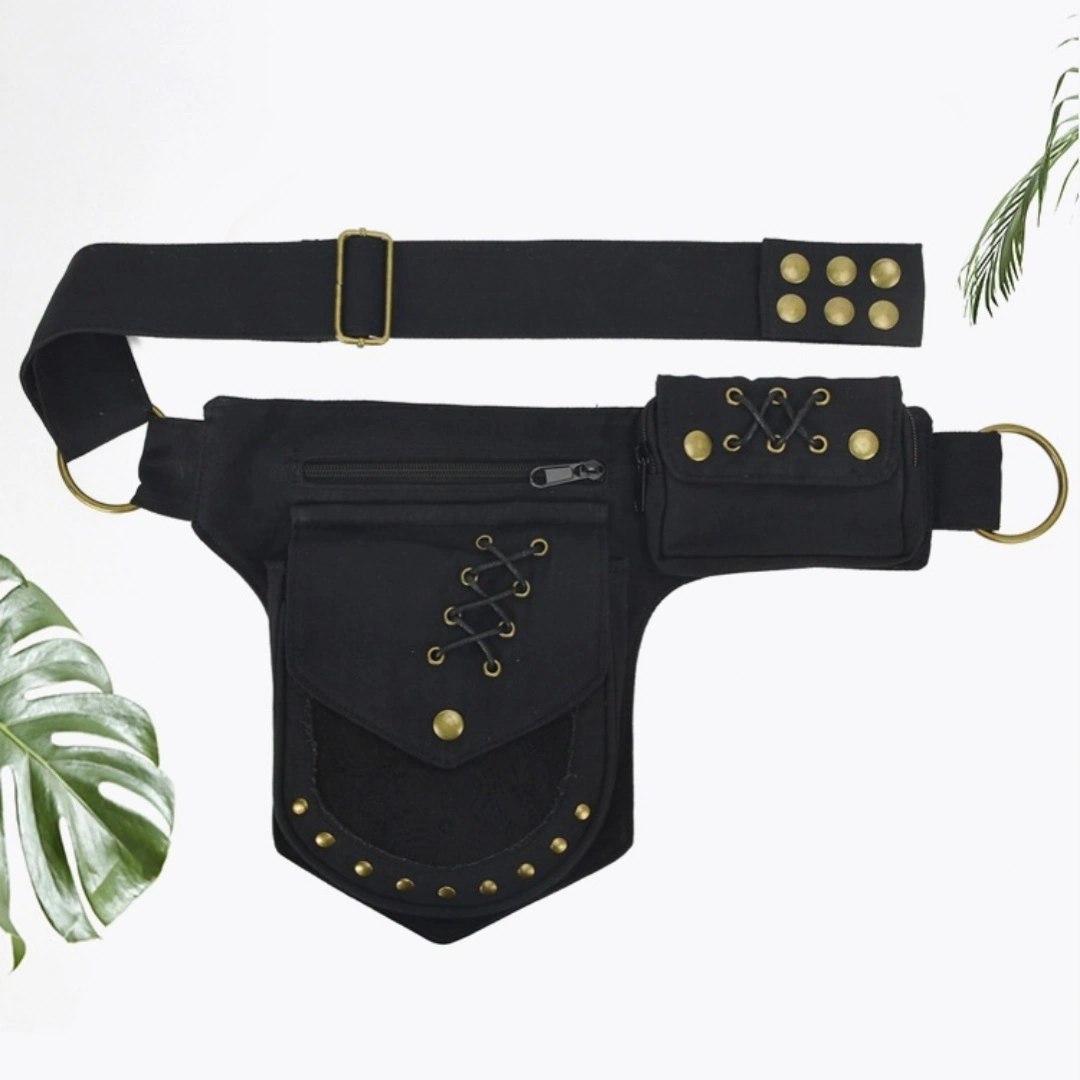 Men's And Women's Waist Retro Rivet Storage Multifunctional Crossbody Bag