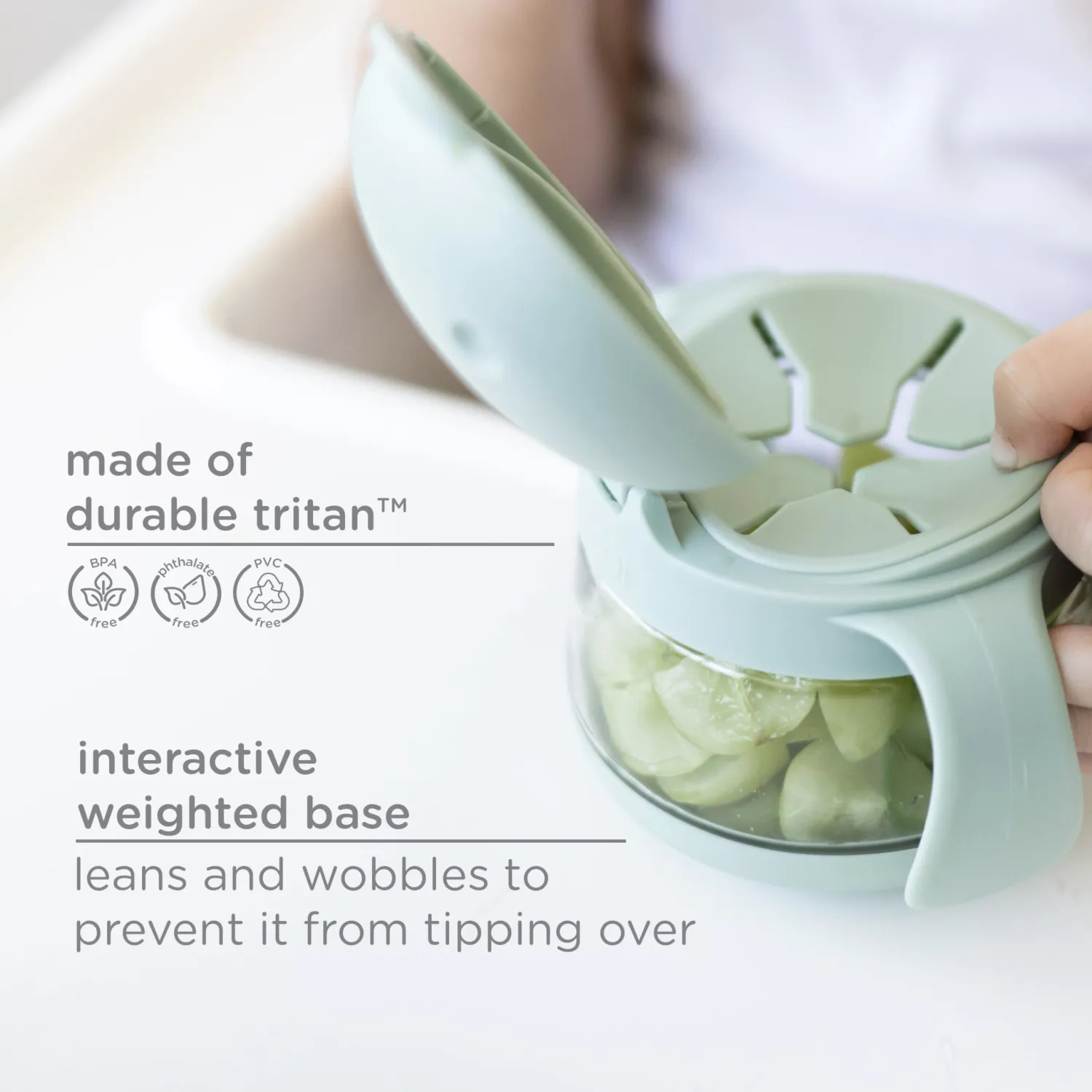 Ubbi Tweat No Spill Snack Container for Kids, BPA-Free Tritan, Toddler Snack Container, Sage & Pink
