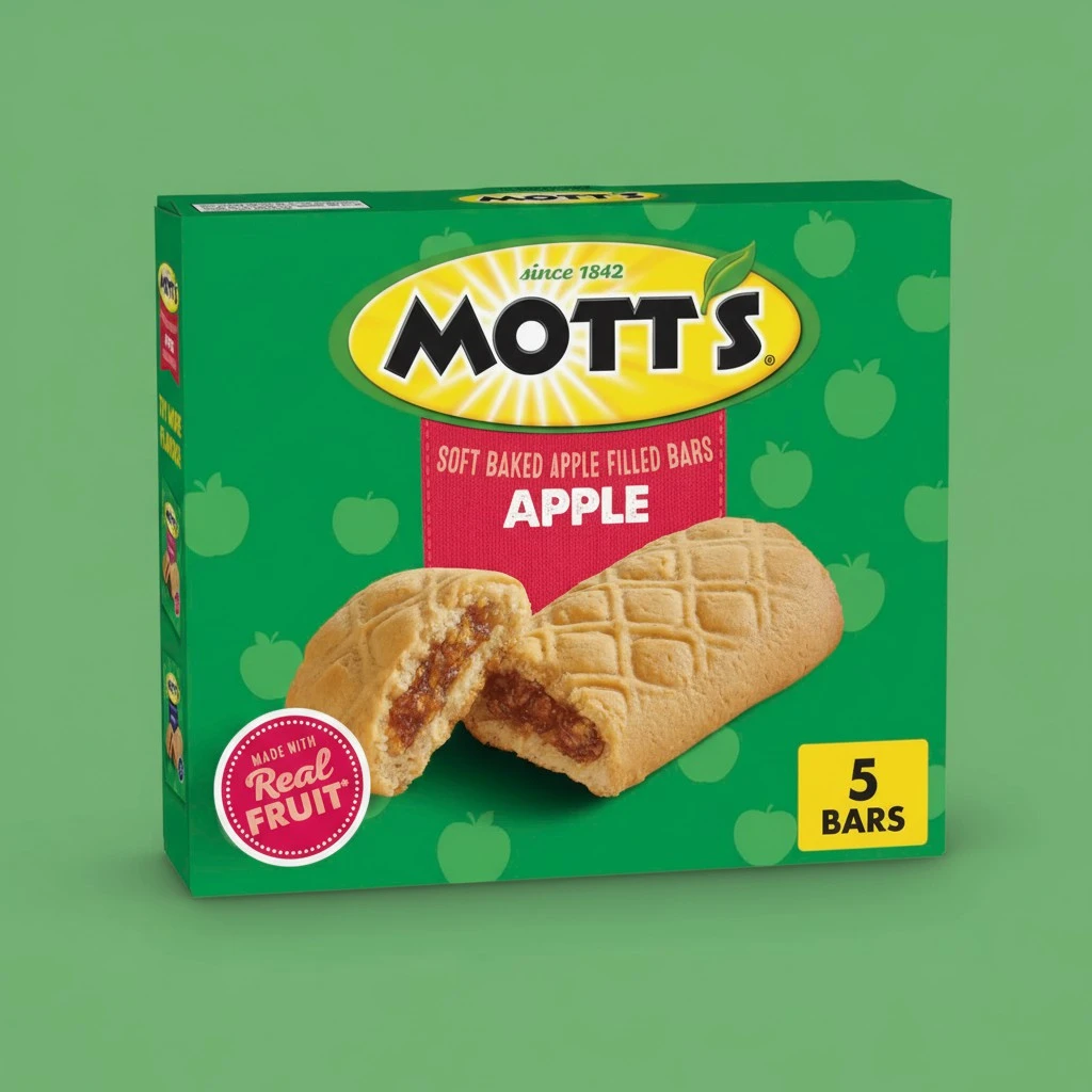 Mott's Soft Baked Apple Filled Bars, Apple Flavor Snacks, Made with Real Fruit, 5 Ct, 6.55 oz