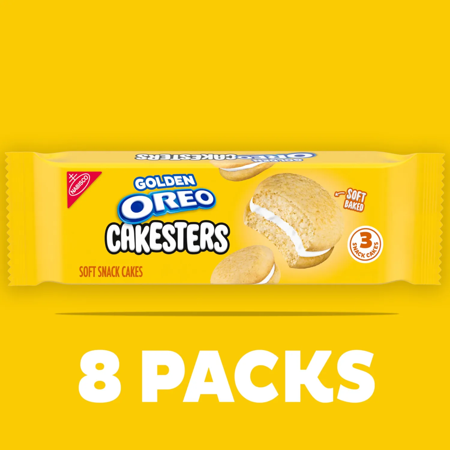 OREO Golden Cakesters Soft Snack Cakes, 8-3.03 oz Snack Packs