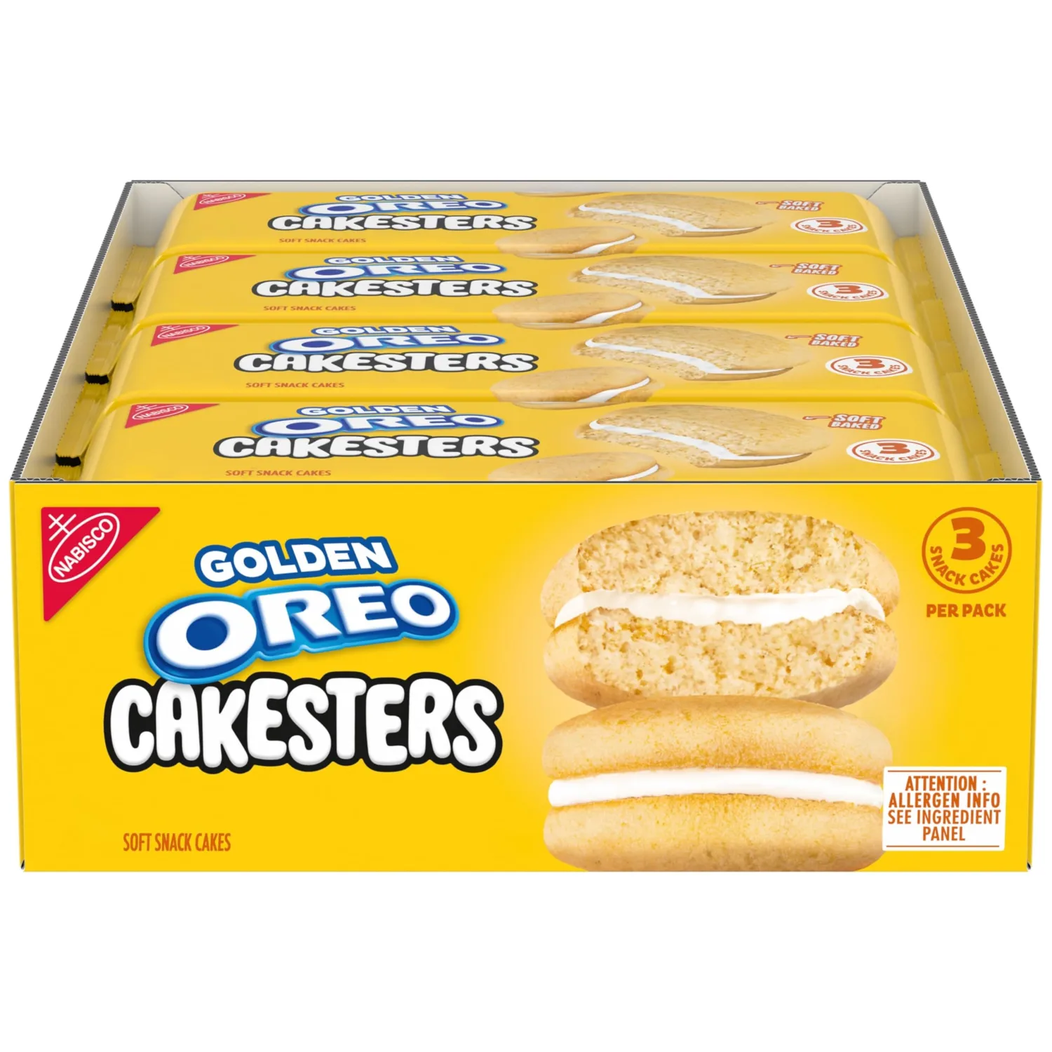 OREO Golden Cakesters Soft Snack Cakes, 8-3.03 oz Snack Packs