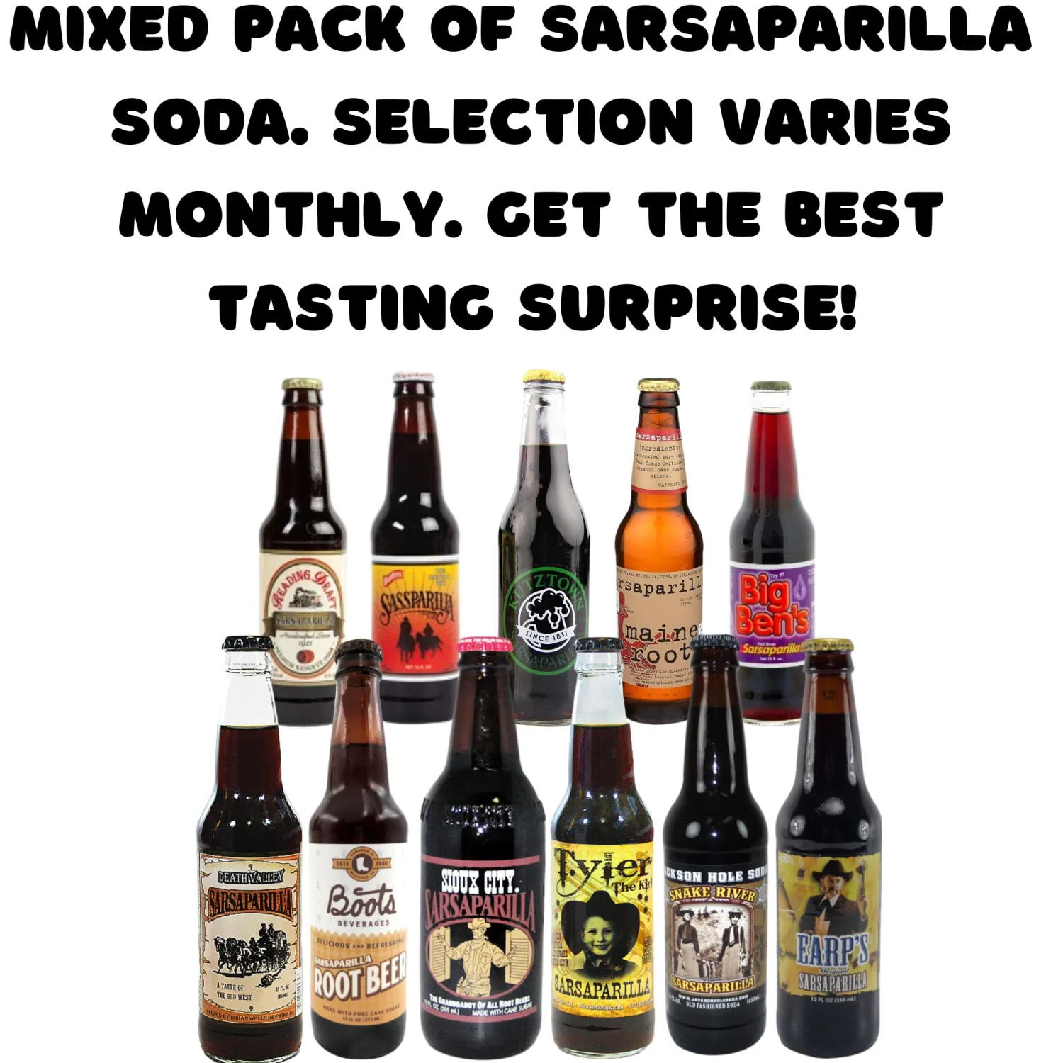 Sarsaparilla Soda Variety Sampler Pack | Premium Crafted Variety Pack from Around USA | Includes Crazy Soda Pop Bottle Opener (4 Pack)