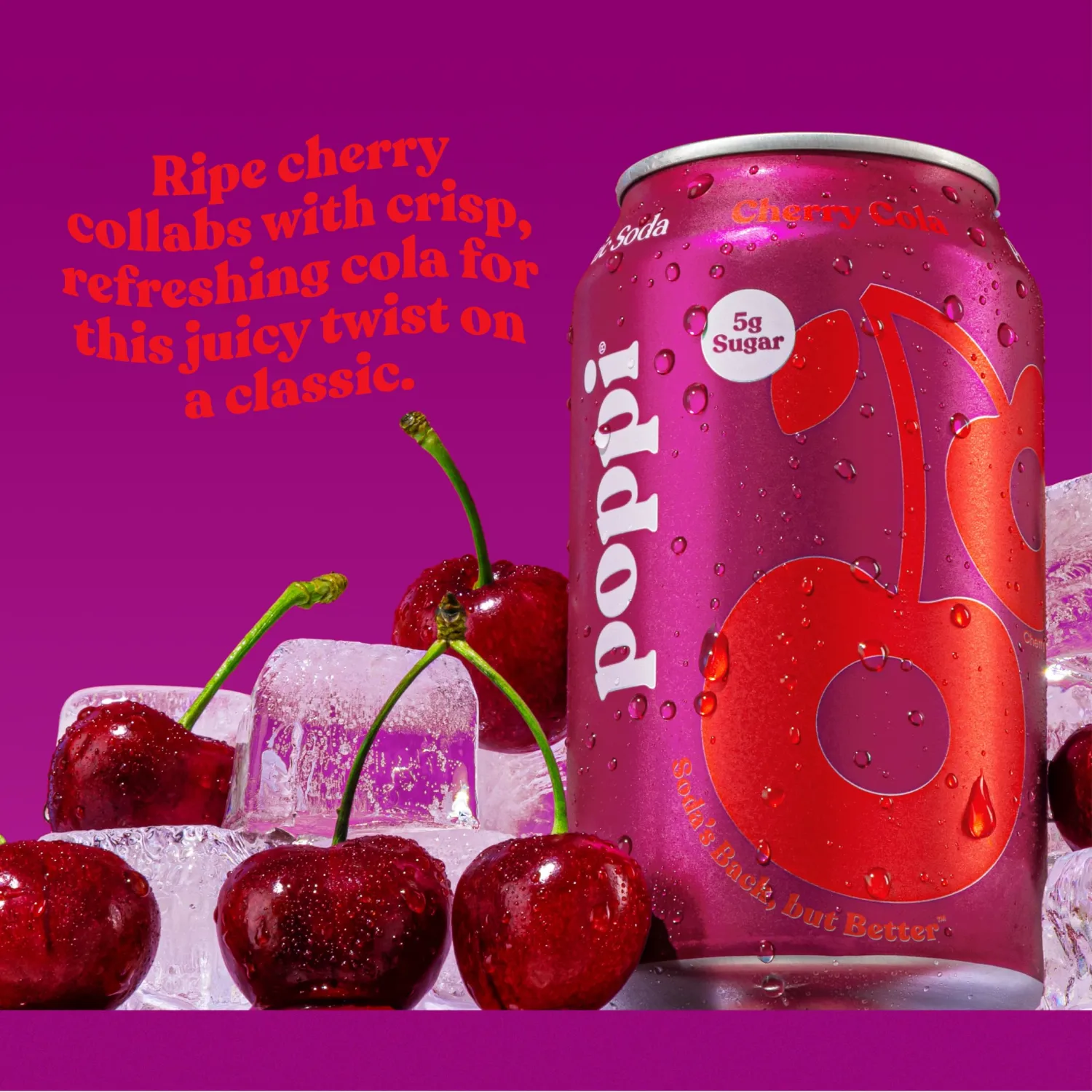 Poppi Sparkling Prebiotic Soda Beverage with Apple Cider Vinegar, Seltzer Water and Fruit Juice, Cherry Cola, 12 Fl Oz, 1 Count, Packaging May Vary
