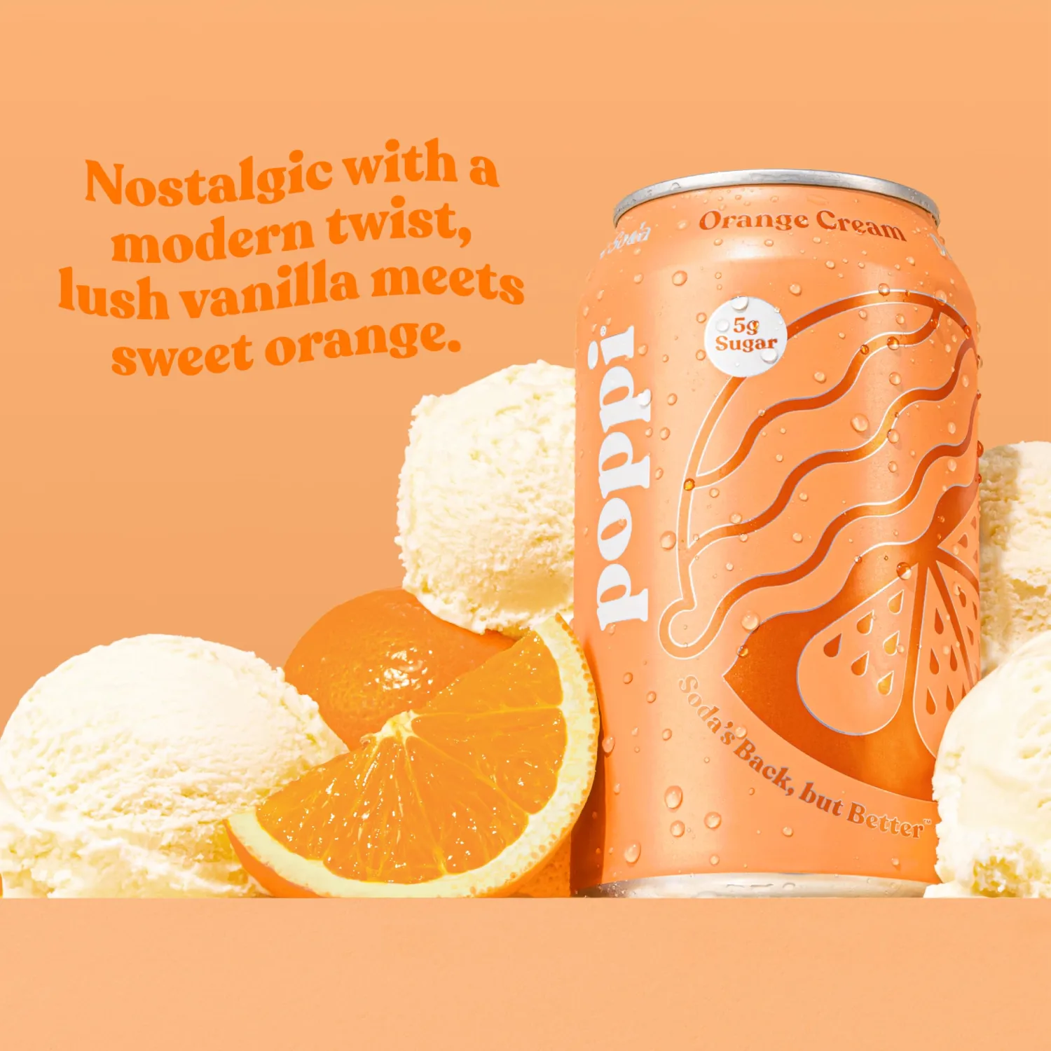 Poppi Sparkling Prebiotic Soda Beverage with Apple Cider Vinegar, Seltzer Water and Fruit Juice, Orange Cream Flavor, 12 Fl Oz, 1 Count, Packaging May Vary