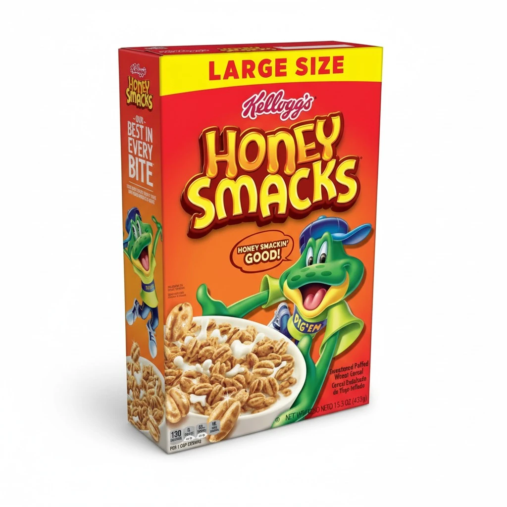 Kellogg's Honey Smacks Breakfast Cereal, Made with Whole Grain, Kids Snacks, Large Size, Original, 15.3oz Box (1 Box)