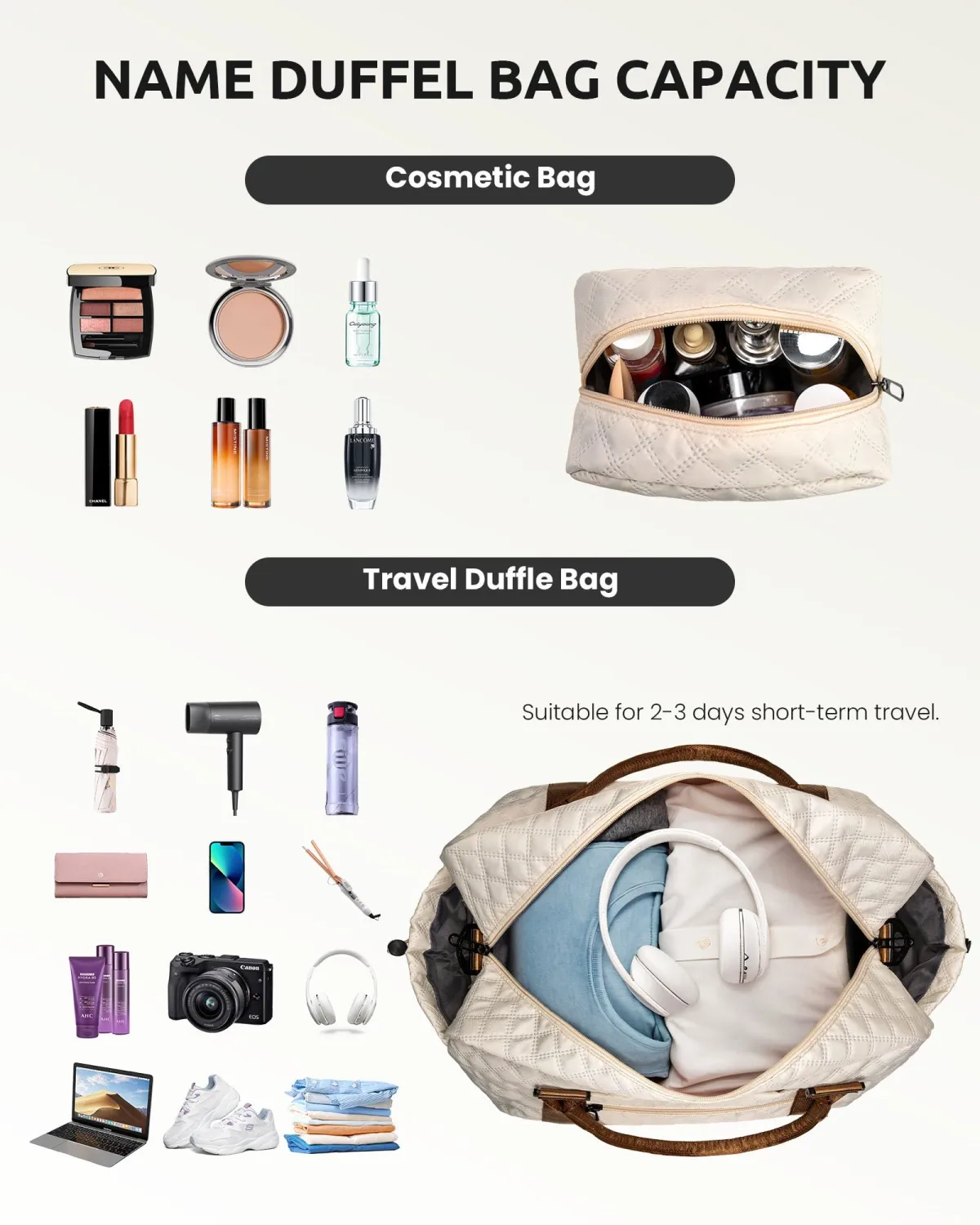 Initial Duffle Bag, Personalized Weekender Bag with Shoulder Strap, Monogram Overnight Bag for Women Wet Pocket, Letter Travel Bag with Makeup Bag Gifts for Niece (Letter R)