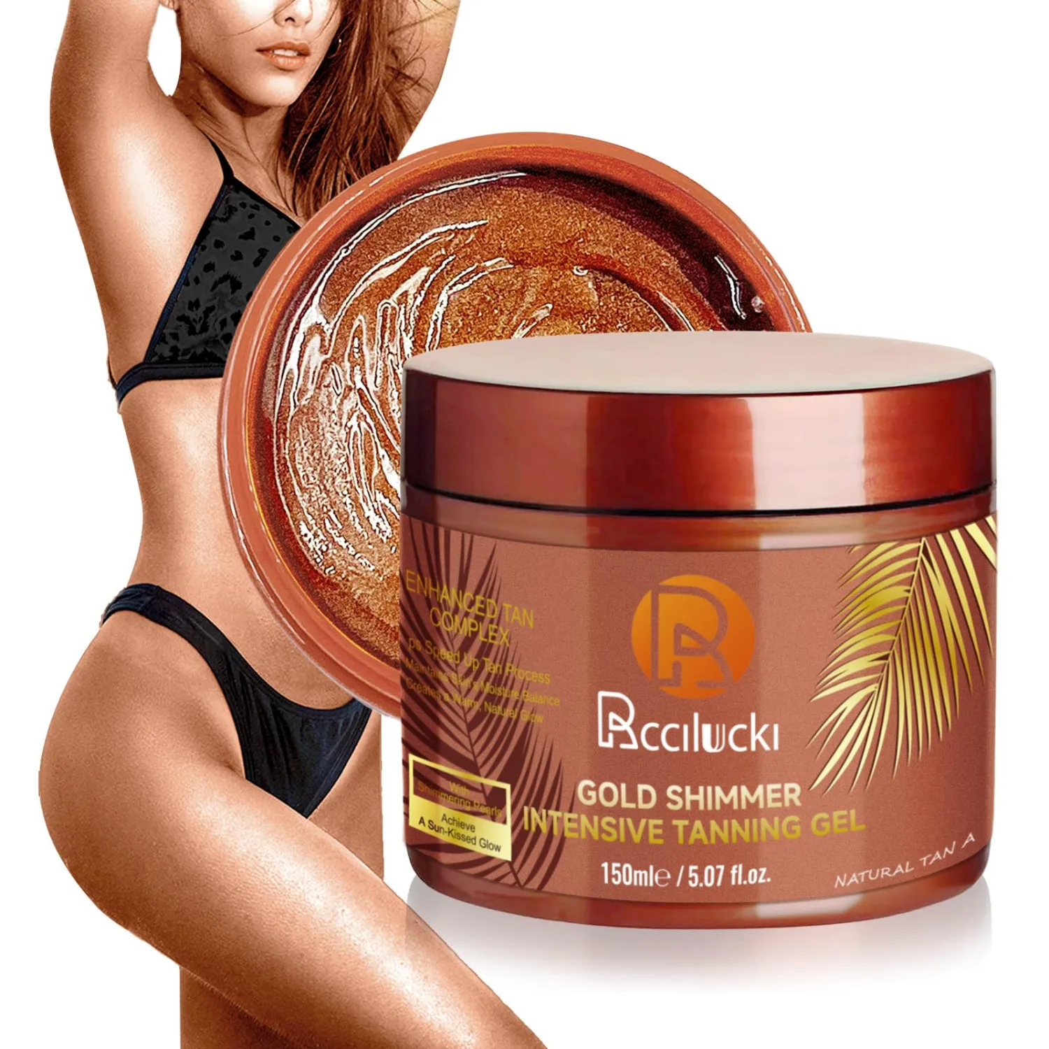 Golden Shimmer Tanning Accelerator Gel - Intensifies Natural Tan Under Sun/Beds | With Carrot Oil & 2% DHA | Water-Resistant | 5 Fl Oz