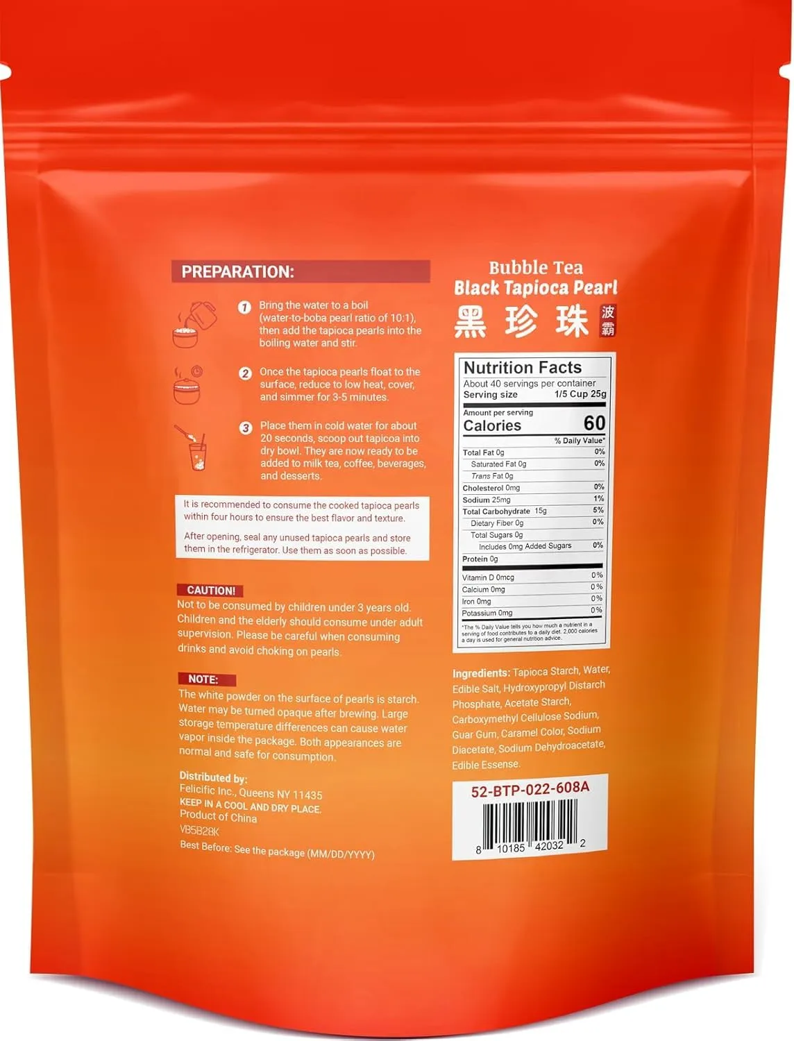 52USA Boba Tapioca Pearls 2.2LB, Fresh Bubble Tea Pearl, Quick Cook Black Plearls for Milk Tea, Smoothies, Desserts and Drinks-Ready in 5 Minutes