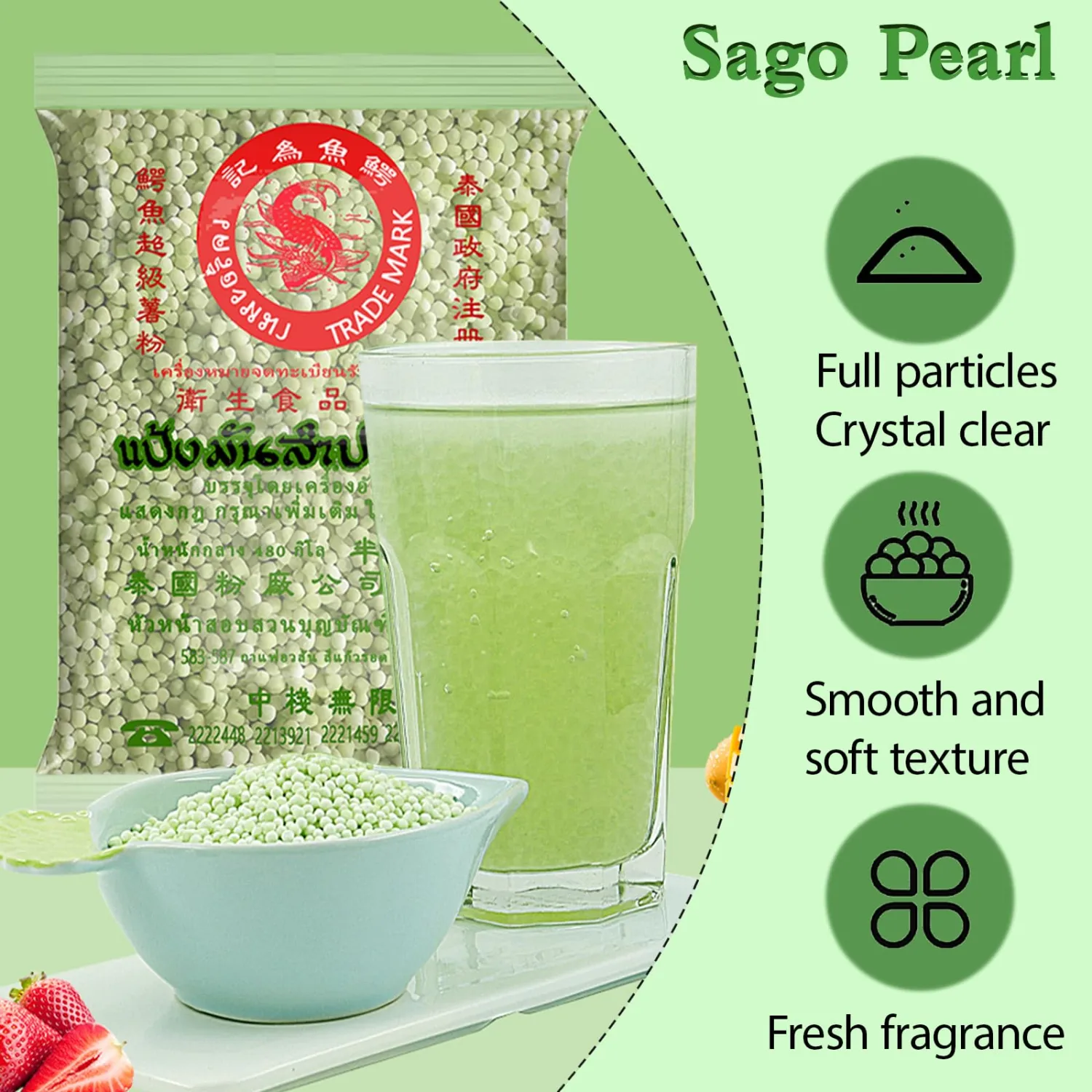 Small Tapioca Pearls for Bubble Tea, Quick Cook Boba, 1.1 lb, Vegan and Gluten-Free