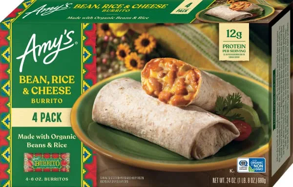 Amy's Burrito, Made with Organic Bean, Cheese & Rice - 6.0 oz (Pack of 4)