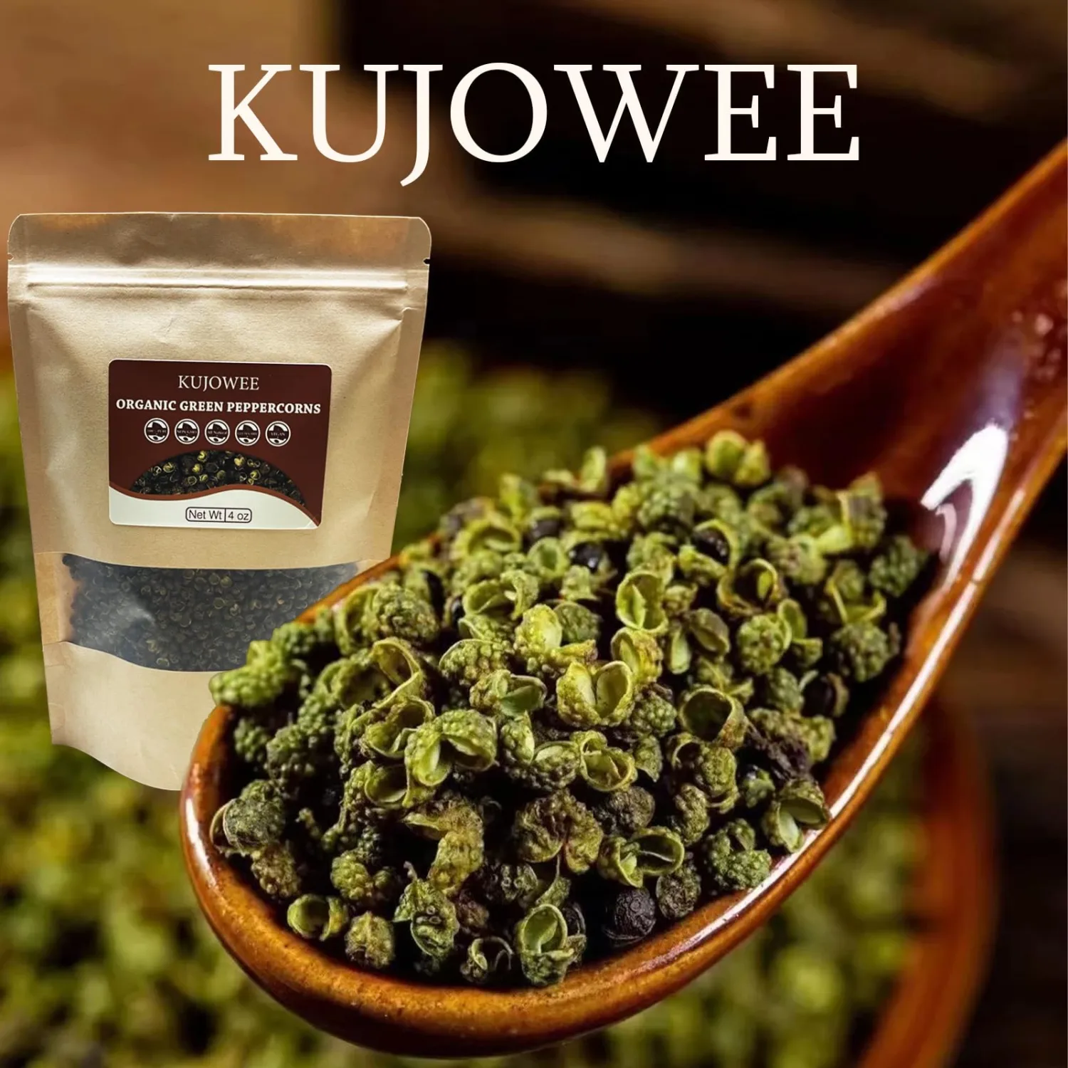 Kujowee 4oz Sichuan Green Peppercorns Whole Seed Less Spicy Spicy Flavor Strong Mapo Tofu, Kung Pao Chicken and Other Chinese Dishes Must