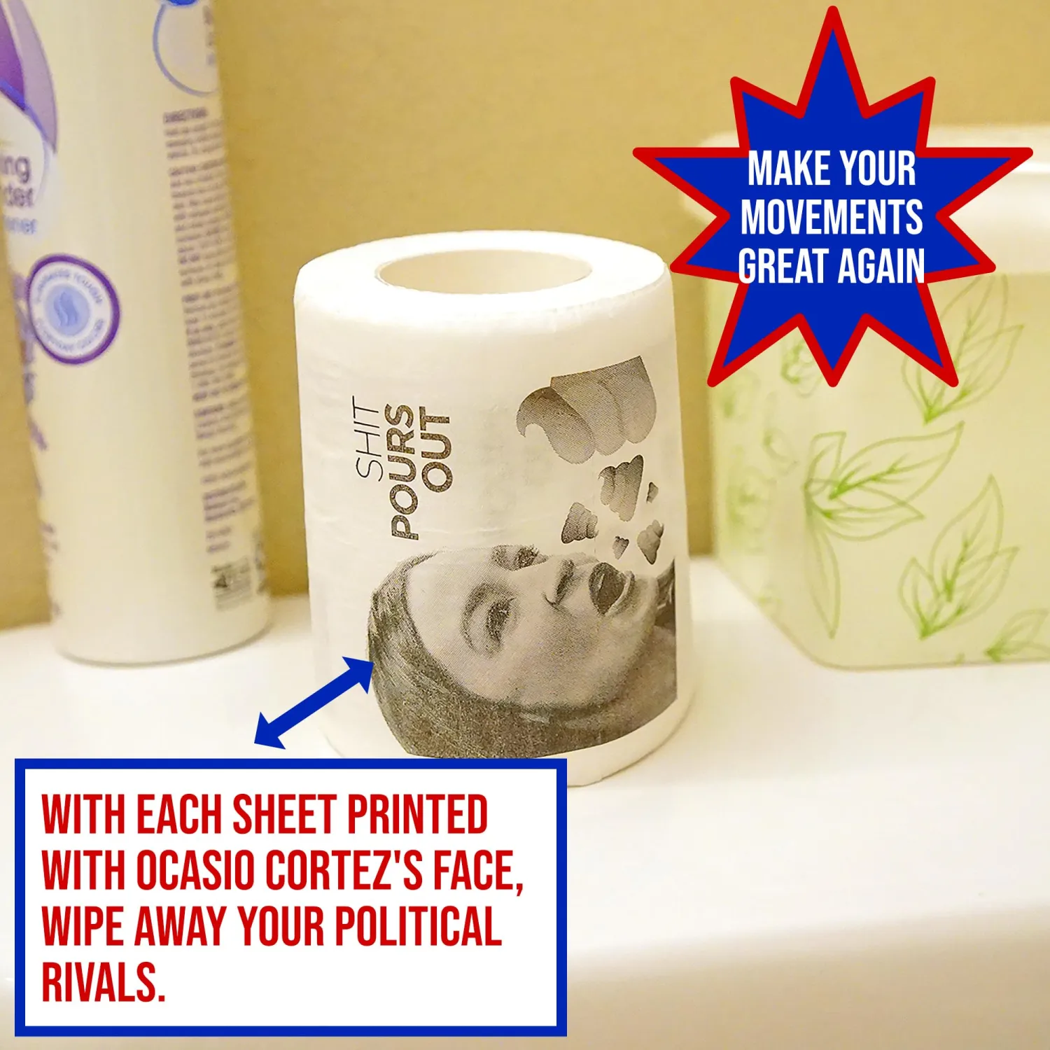 Alexandria Ocasio-Cortez Novelty Toilet Paper, 3-Pack – Funny Political Gag Gift for Republicans, Printed Democrat Toilet Paper by Fairly Odd Novelties