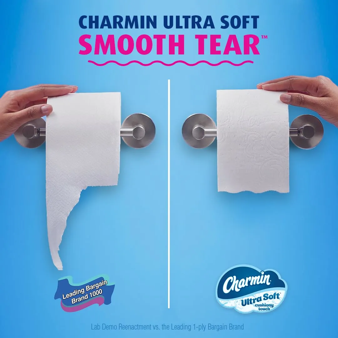 Charmin Ultra Soft Cushiony Touch Toilet Paper, 24 Family Mega Rolls = 123 Regular Rolls and Febreze Small Spaces, Plug in Air Freshener, Linen & Sky, Odor Eliminator for Strong Odor (4 Count)