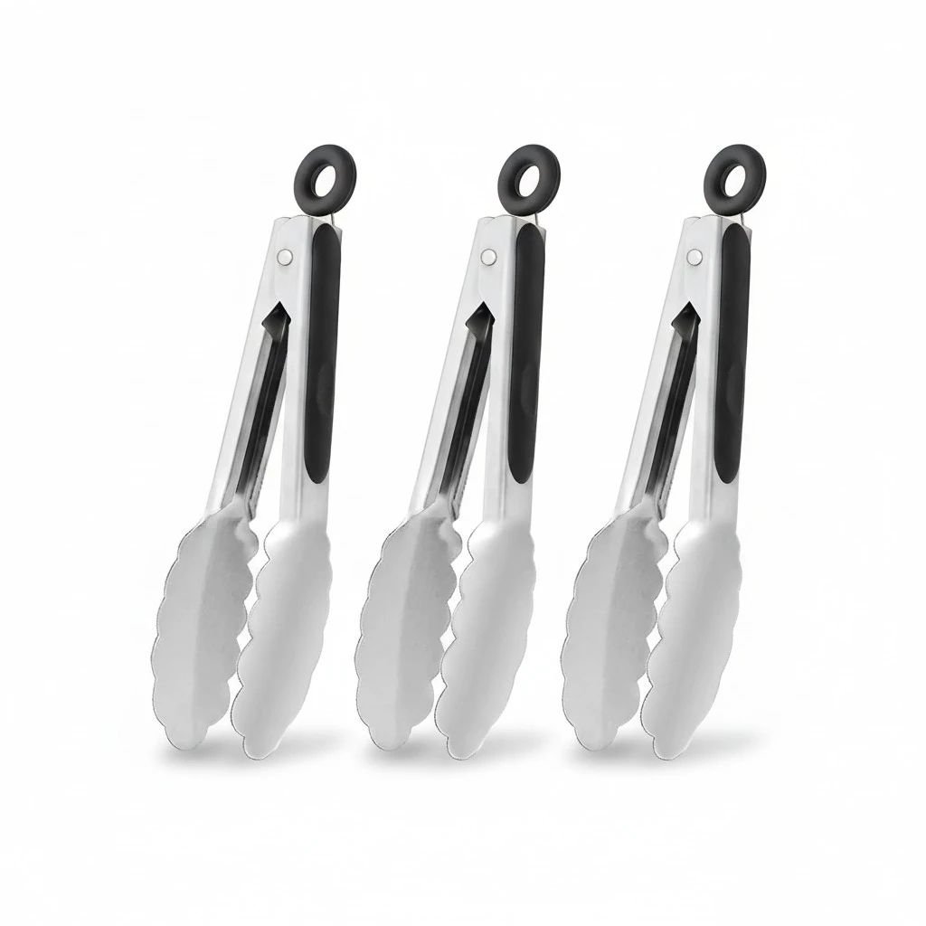 Small Stainless Steel Serving Tongs 7-Inch Mini Food Tongs, Set of 3