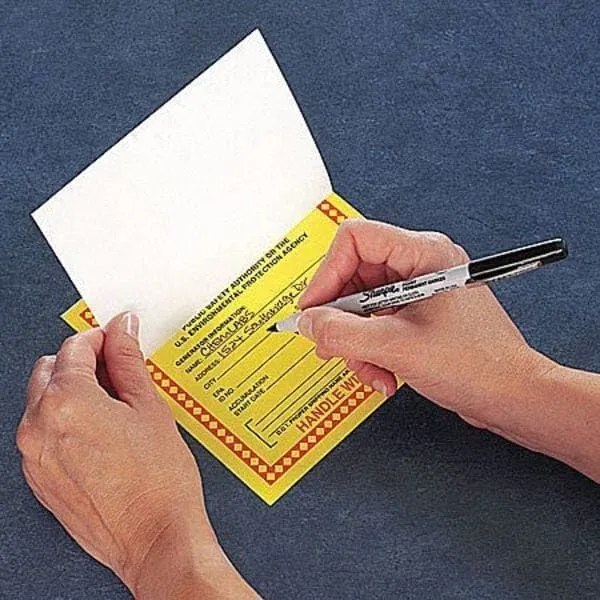 Self Adhesive Paper California Hazardous Waste Label, 15cm Height, 15cm Width