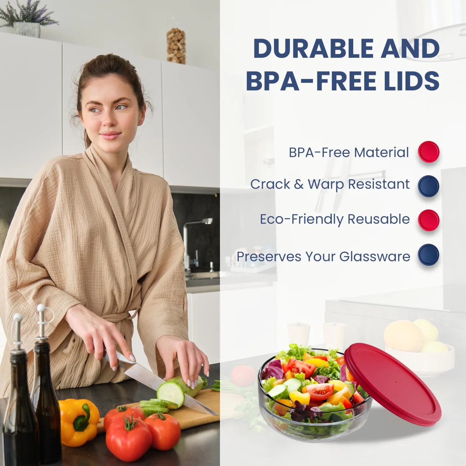Replacement Lids for Pyrex Glass Food Storage Containers Round (2) 7202-PC 1 Cup (3) 7200-PC 2 Cup (2) 7201-PC 4 Cup (2) 7402-PC 6/7 Cup Red Blue