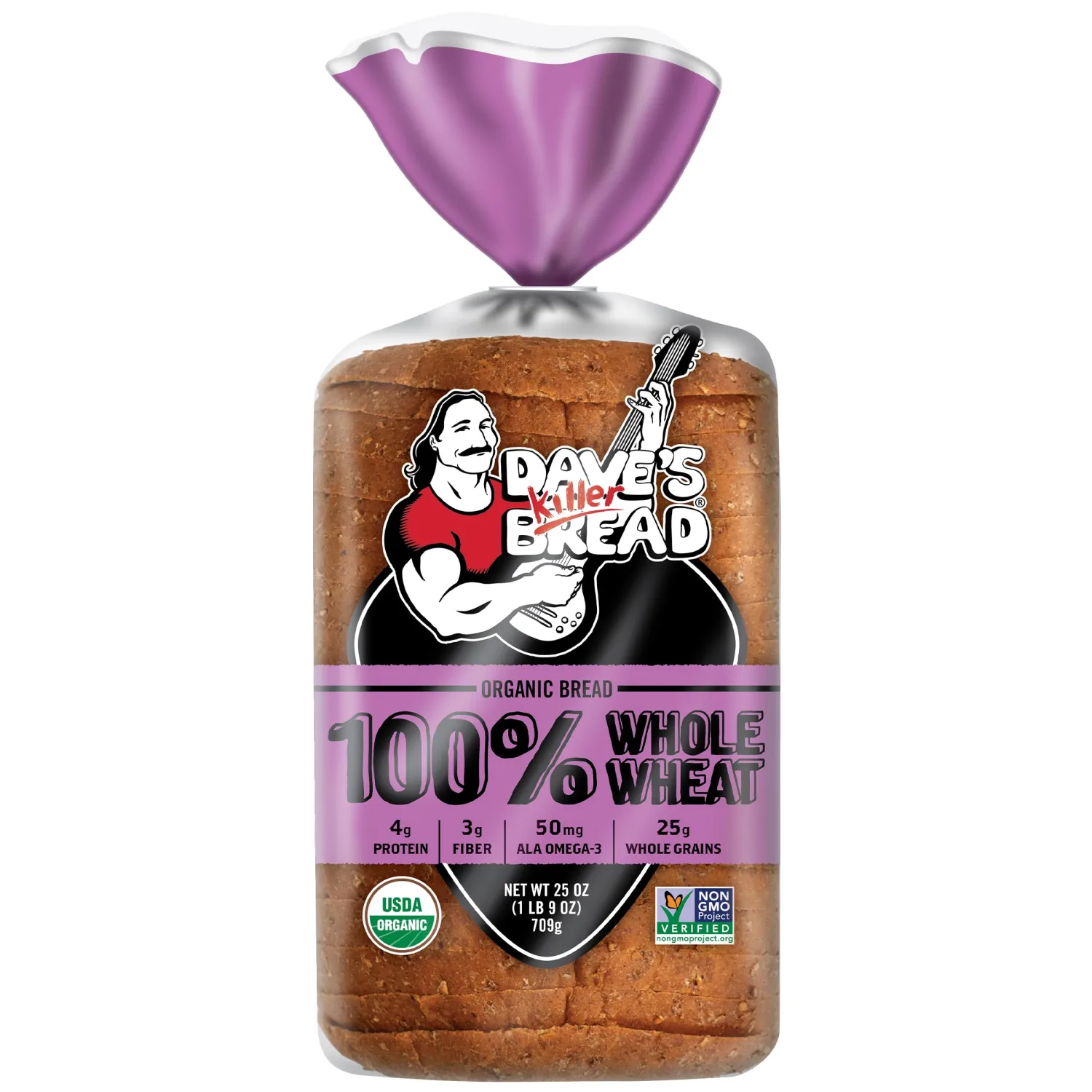 Dave's Killer Bread 100% Whole Wheat, Organic Whole Wheat Bread, 25 oz Loaf