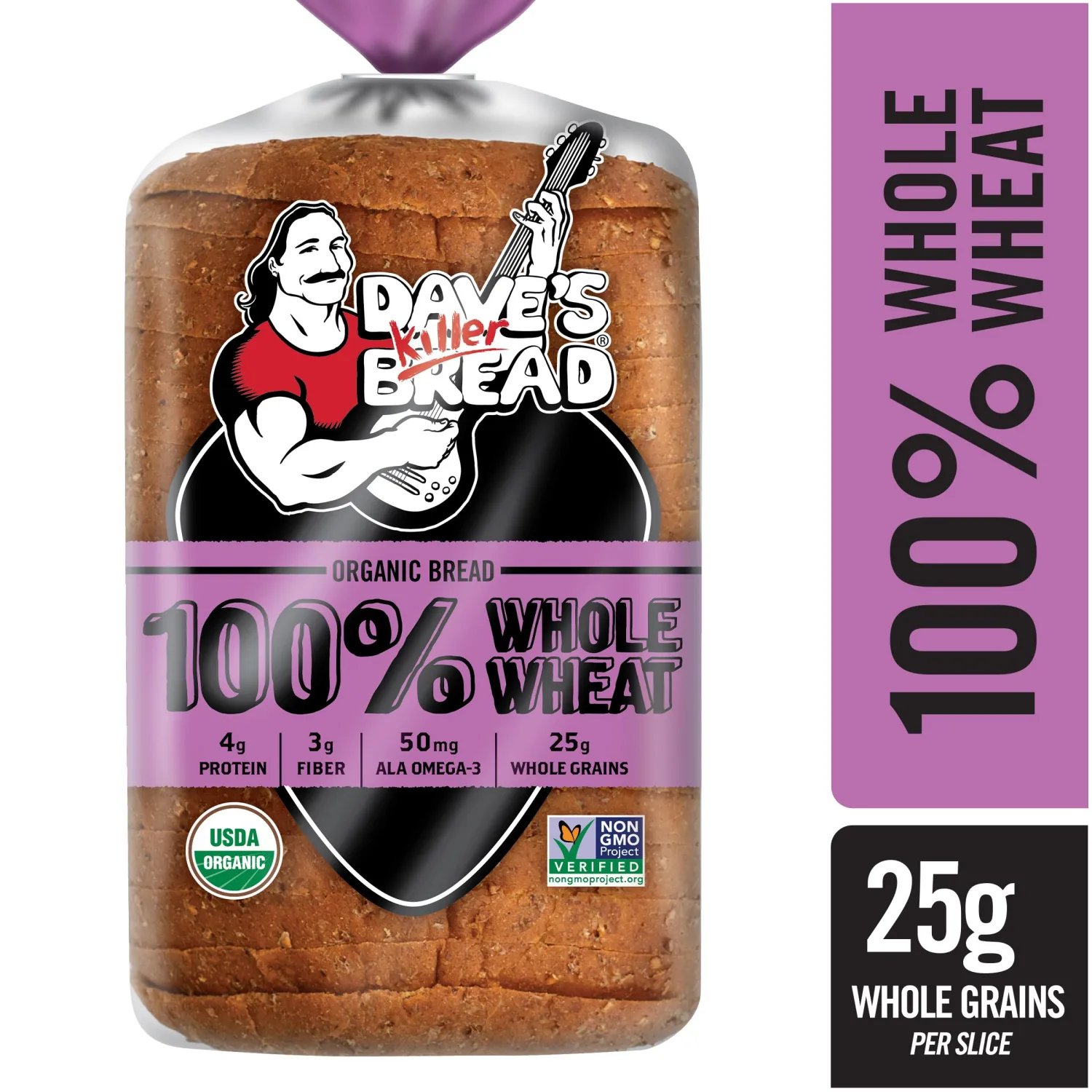 Dave's Killer Bread 100% Whole Wheat, Organic Whole Wheat Bread, 25 oz Loaf