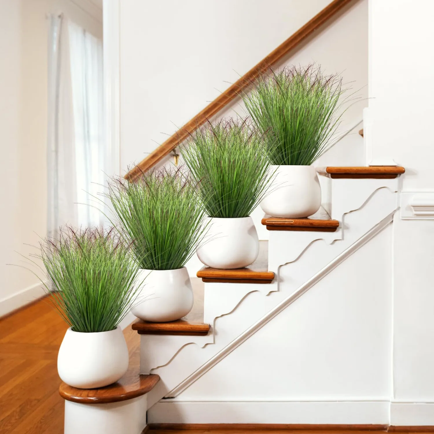 100Pcs Artificial Grass Plants Faux Shrubs Wheat Grass Fake Tall Grass Plants for Outdoor Decor Greenery Stems Weed for Room Indoor Home Decor(Green Red Tail