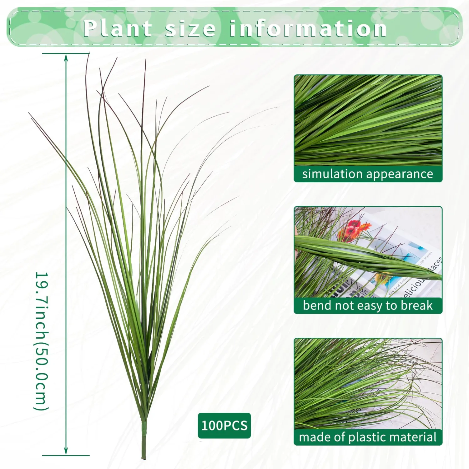 100Pcs Artificial Grass Plants Faux Shrubs Wheat Grass Fake Tall Grass Plants for Outdoor Decor Greenery Stems Weed for Room Indoor Home Decor(Green Red Tail