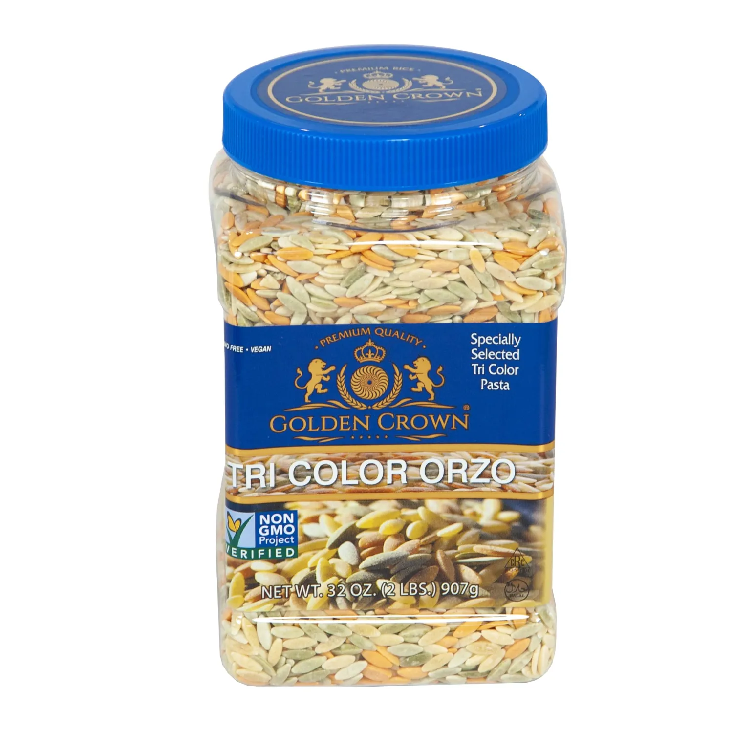 Golden Crown Tri-Color Orzo Rice-Shaped Pasta - 32 Oz (2 Lb), Non - GMO Natural Orzo for Soups, Casseroles & Salads | Cooks In A Few Minutes