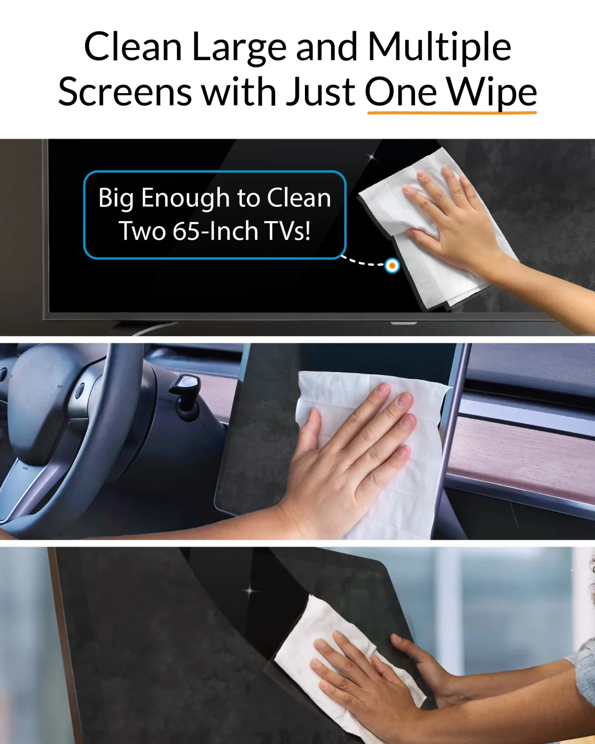 iCloth XL Screen Cleaning Wipes, Lint-Free and Streak-Free, Fast-Drying, Removes Dust, Fingerprints, and Smudges (10 XL Wipes)