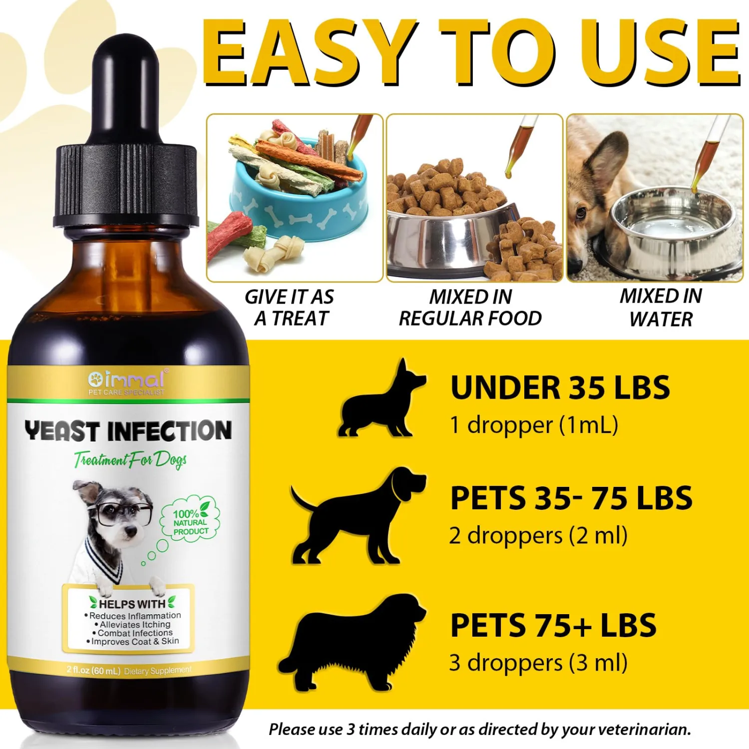2 Pack Natural Yeast Infection Treatment for Dogs | Helps to Support Itch & Inflammation Relief, & More | Dog Ear Infection Treatment