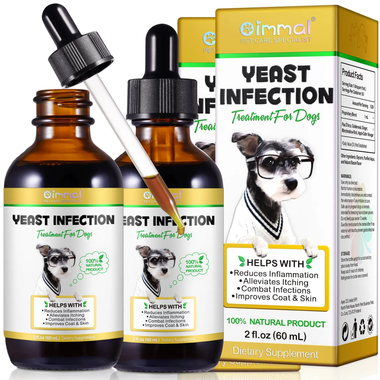 2 Pack Natural Yeast Infection Treatment for Dogs | Helps to Support Itch & Inflammation Relief, & More | Dog Ear Infection Treatment