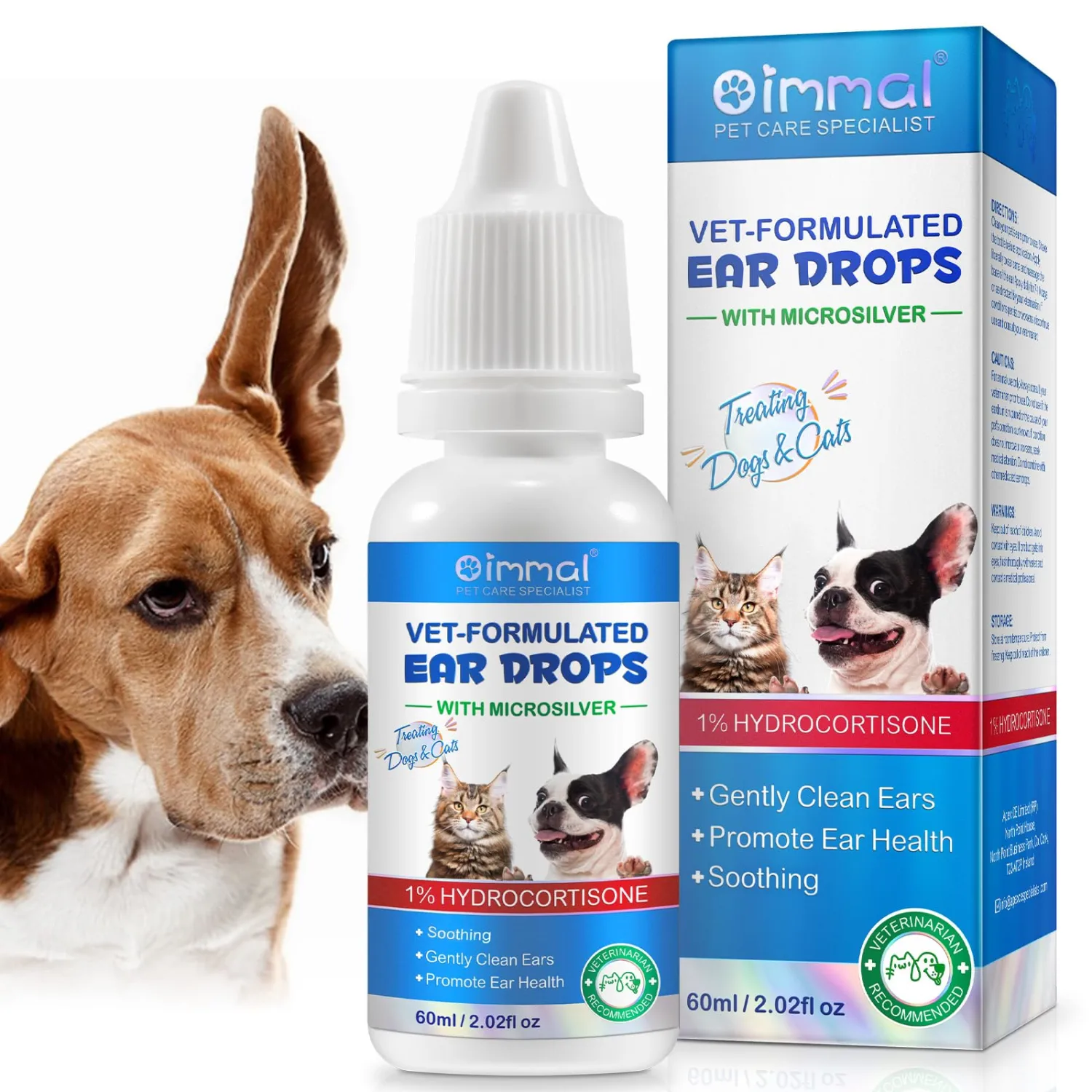 Dog Ear Infection Treatment, Cat & Dog Ear Cleaner for Itchy Relief, Antiseptic,Waxing,Cleansing, Ear Mite Treatment for Dog Cats, Yeast Ears Infection Treatment for Dogs, 2.02fl.oz