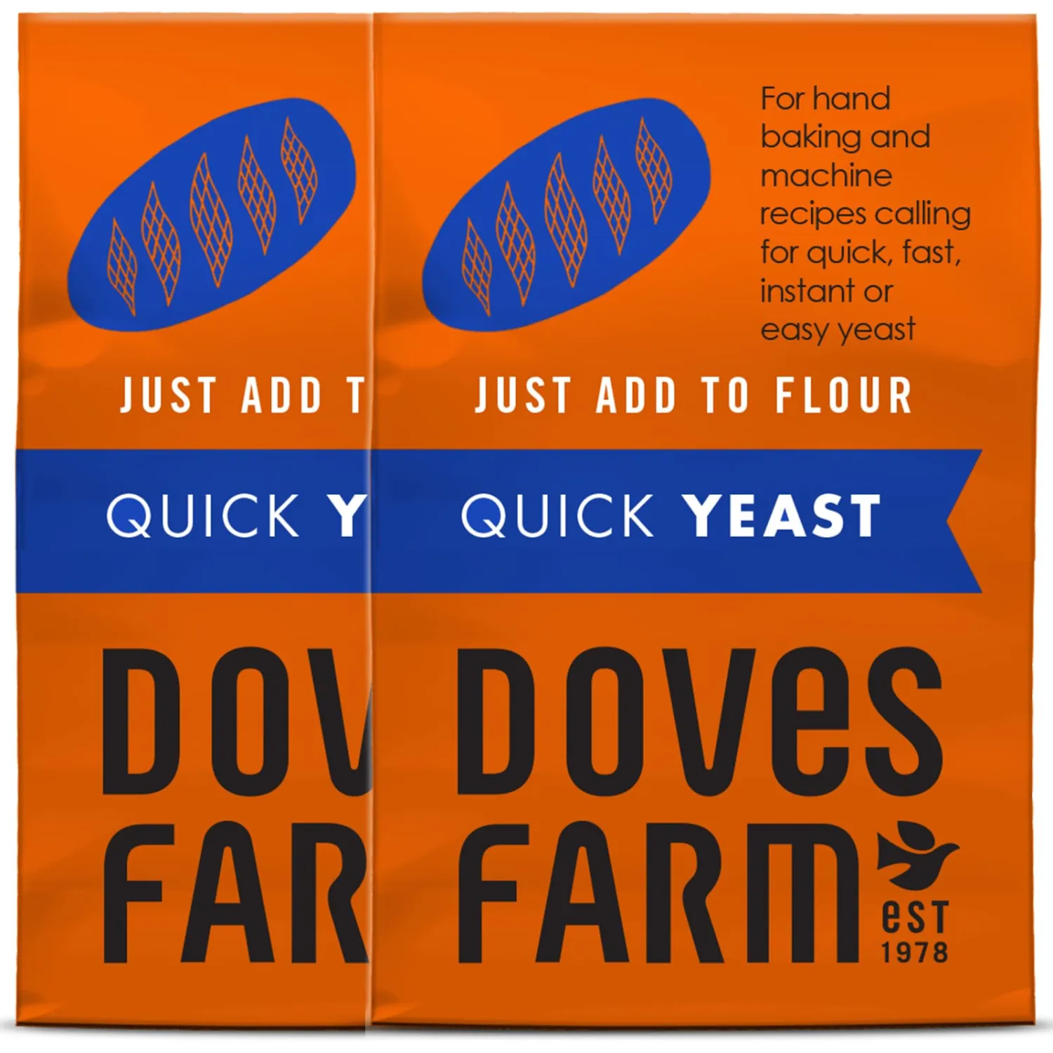 Doves Farm Quick Yeast | For Bread & Pizza Dough Baking | Useful for Home Hand Baking & Bread Machine | Highly Effective Instant Dry Yeast | 4.41 Oz (Pack of 2)