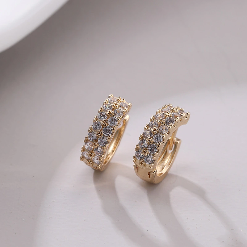 Copper Zircon All-match Trendy Full-jeweled Earrings