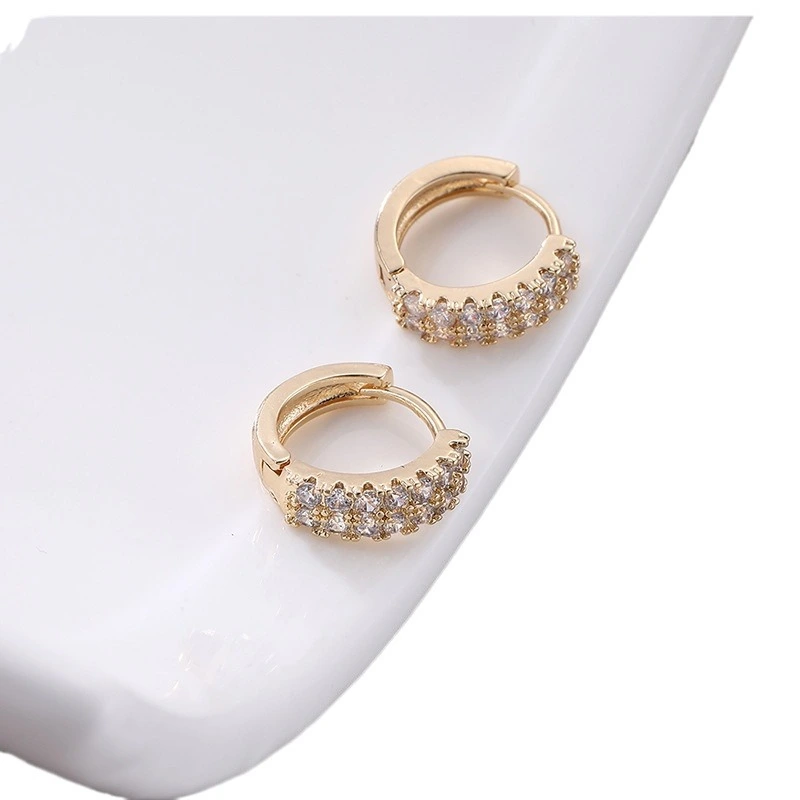 Copper Zircon All-match Trendy Full-jeweled Earrings