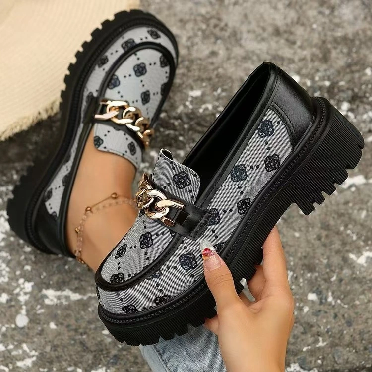 Plus Size Chunky Heel Trendy Retro Loafers