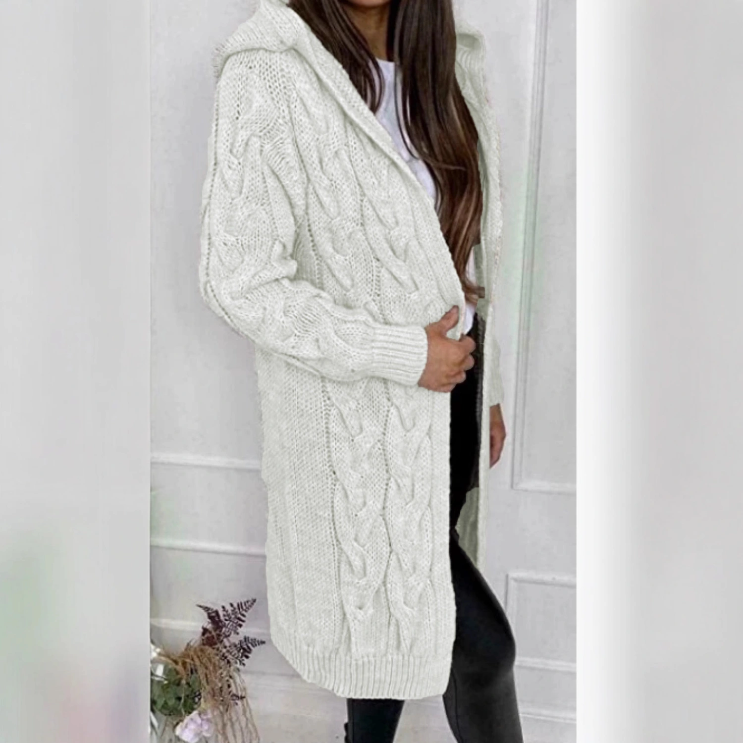 Hooded Knit Cardigan Coat Overcoat Women