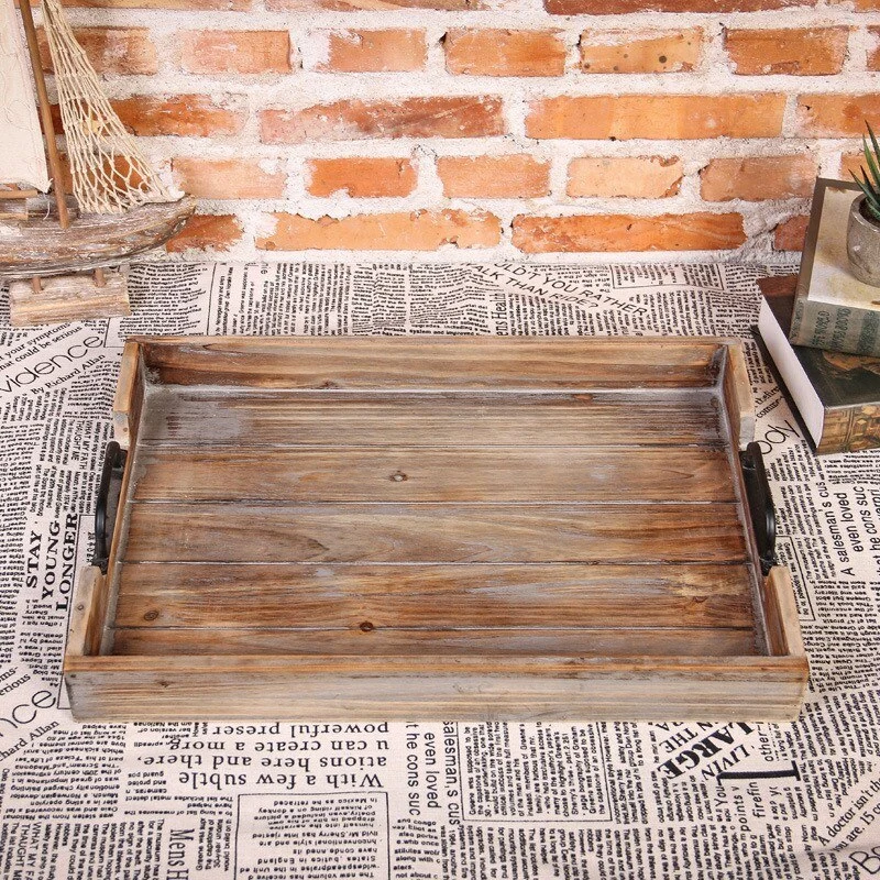 Chinese Style Wooden Tray In Stock Domestic Japanese Solid Wood Dining Plate Hotel Fruit Plate Customized Wooden Tray