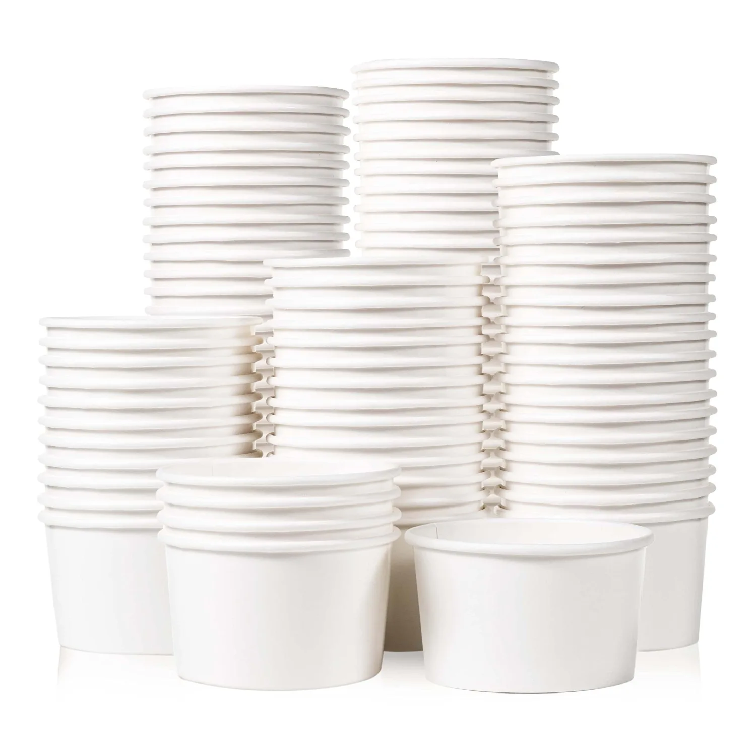 MATICAN Paper Ice Cream Cups - 100-Count 5.5-Oz Disposable Dessert Bowls for Hot or Cold Food, 5.5-Ounce Party Supplies Treat Cups for Sundae, Frozen Yogurt, Soup, White