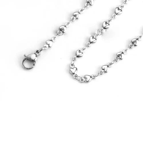White K Heart Shaped 04 Stainless Steel Extension Chain