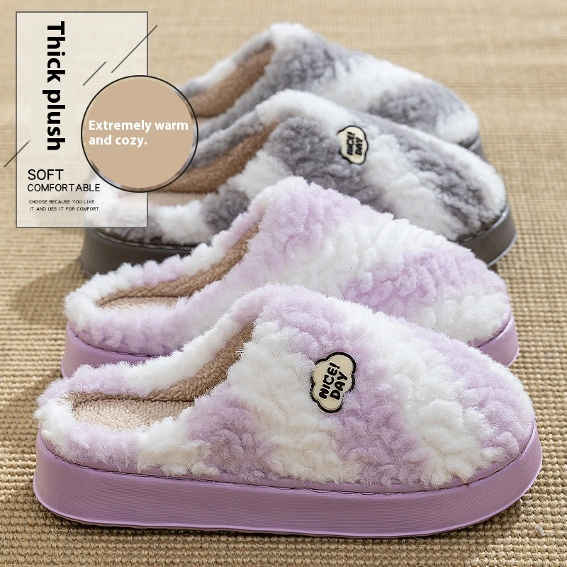 Women's Warm Non-slip Mute Velvet Cotton Slippers