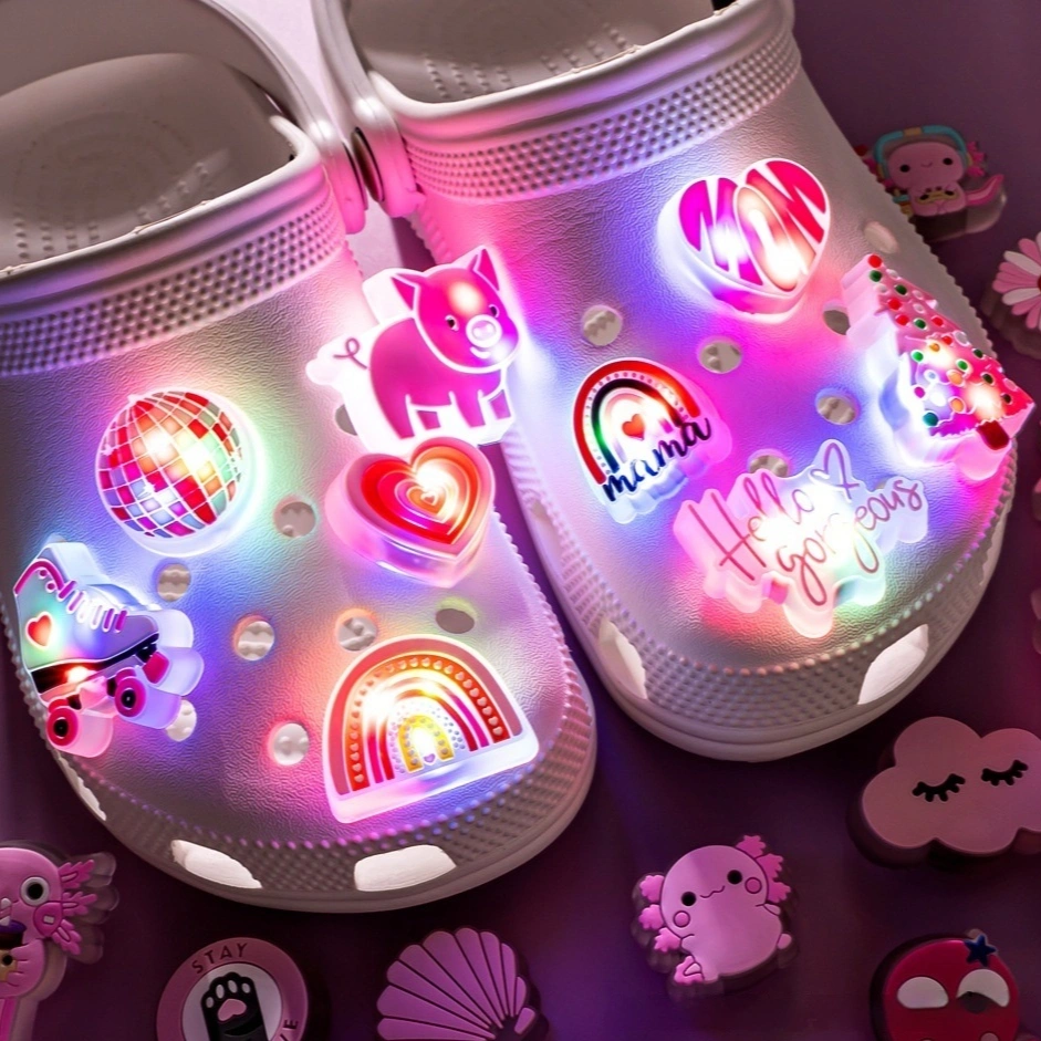 LED Flashing Lamp Hole Shoe Buckle Accessories Sandals Decoration