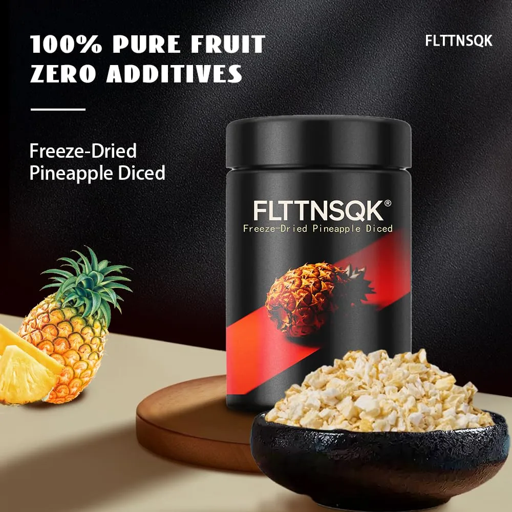 Freeze-Dried Pineapple Diced, 130g/4.6oz Fruit Snacks with 1 Ingredients, No Sugar Added, Cube for Drink, Baking, Breakfast, Yogurt, Smoothies